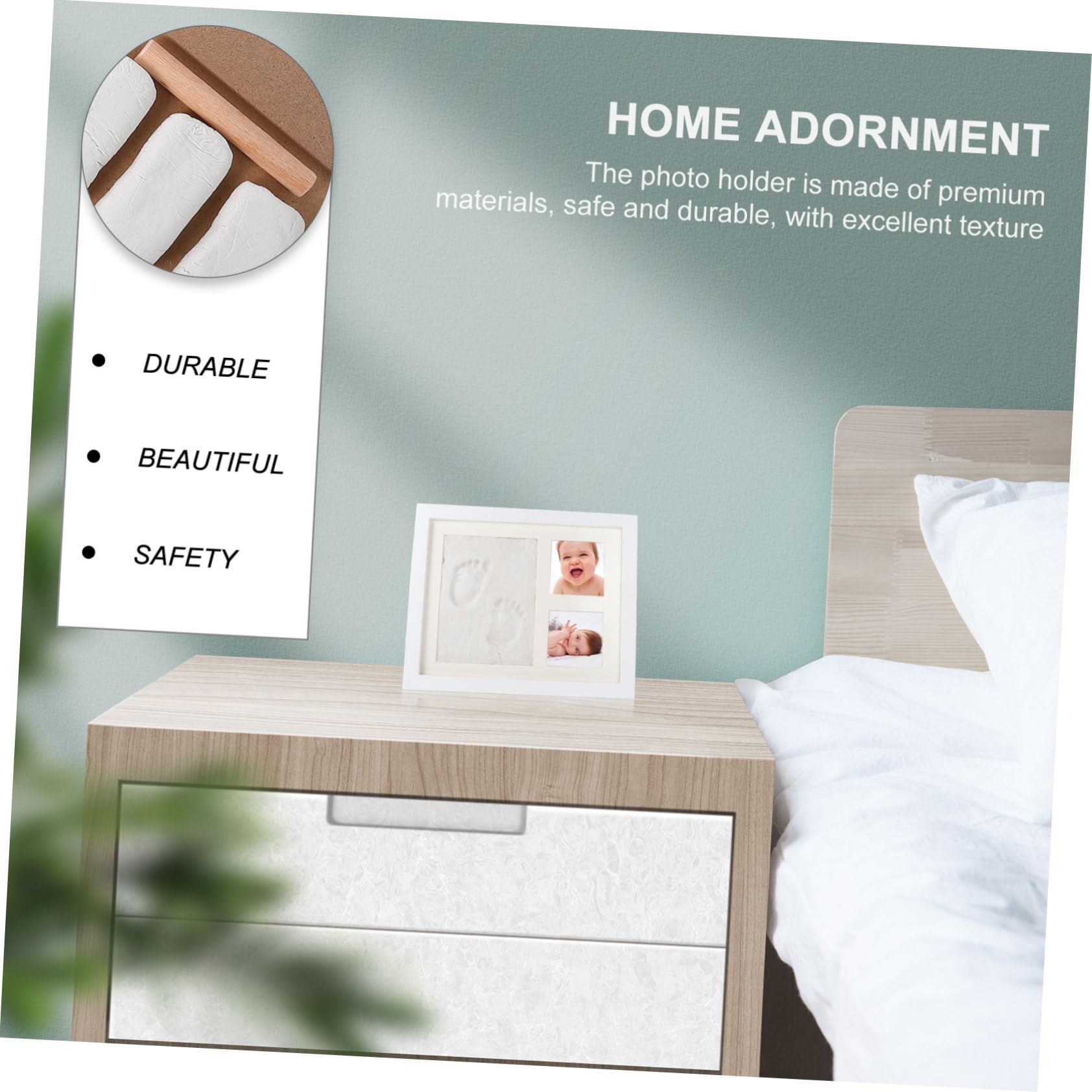 TOPBATHY Marco de Fotos de Madera Huella, 3 Compartimentos, Tapa Protectora, para Guardar y Mostrar Fotos en Oficina y Dormitorio, Blanco