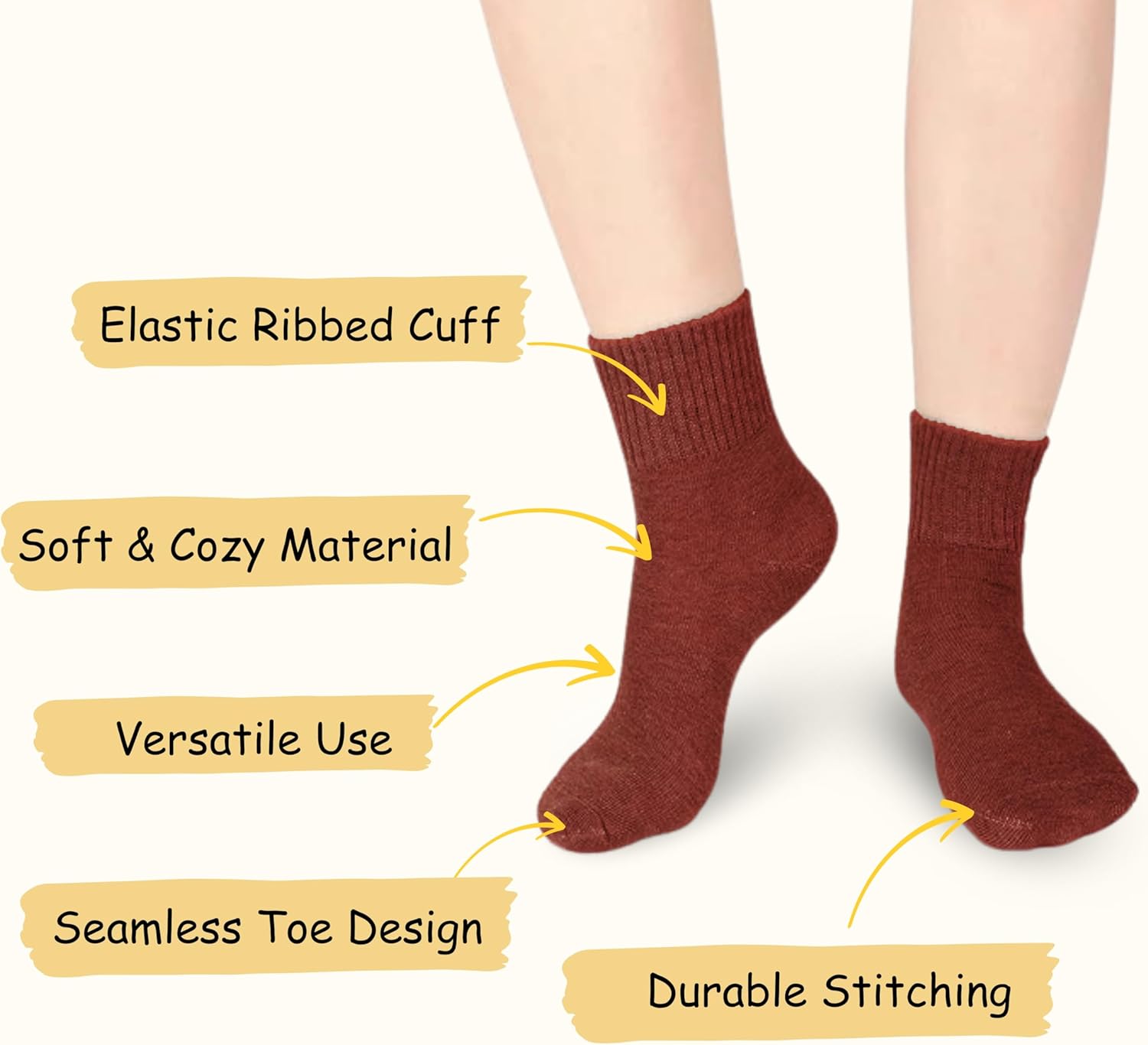 RELY+ 10 Pairs Socks Womens Crew Elastic Ankle Length Cotton Socks Aesthetic Cute Lightweight Low Cut Gifts for Women - Image 5