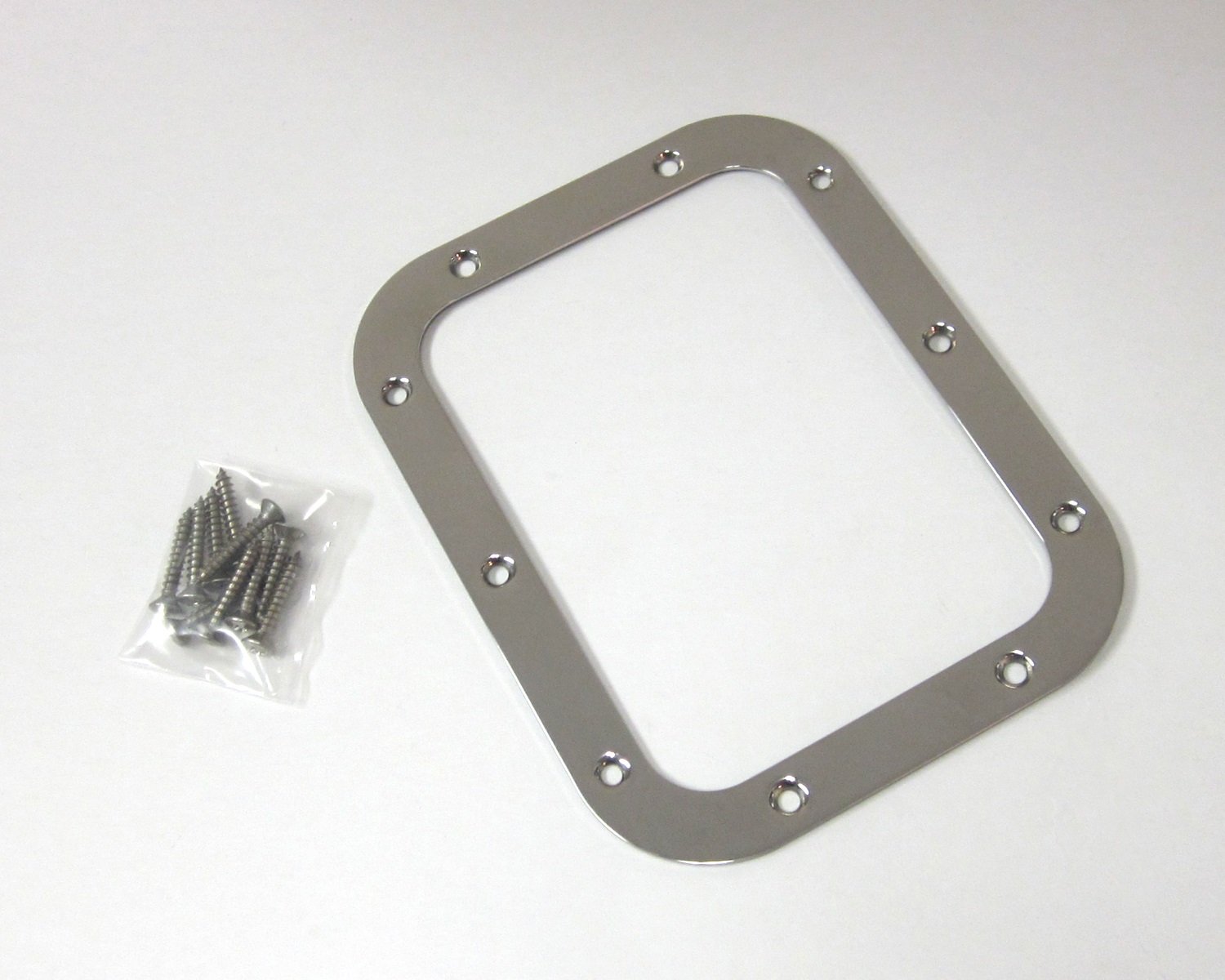 Lokar 70-SFR Rectangular Shifter Boot Ring with screws- Stainless , Black