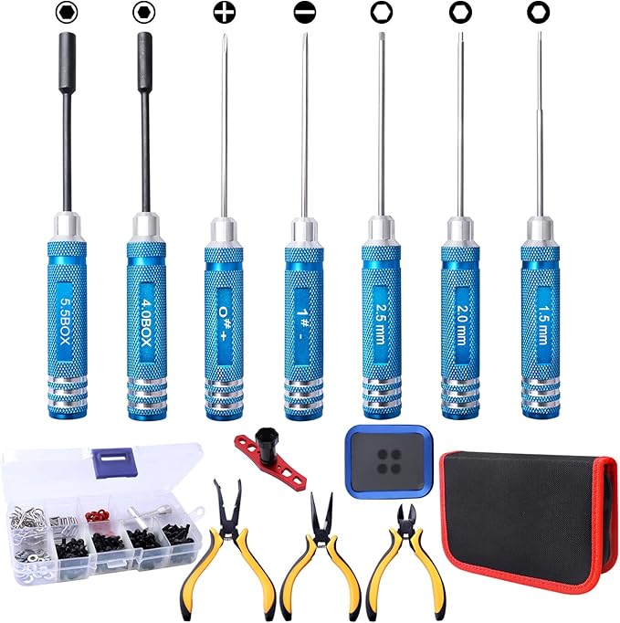 RC Car Tool Kit, Screwdriver Set (Flat,Phillips, Hex),Screw