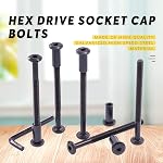 Swpeet 25Pcs M6x80mm Carbon Steel Black Hex Drive Socket Cap Bolts Barrel Nuts Assortment Kit with 1Pcs Allen Wrench, Screw Post Fit for Furniture Countsunk Belt Buckle Leather Binding Bolts