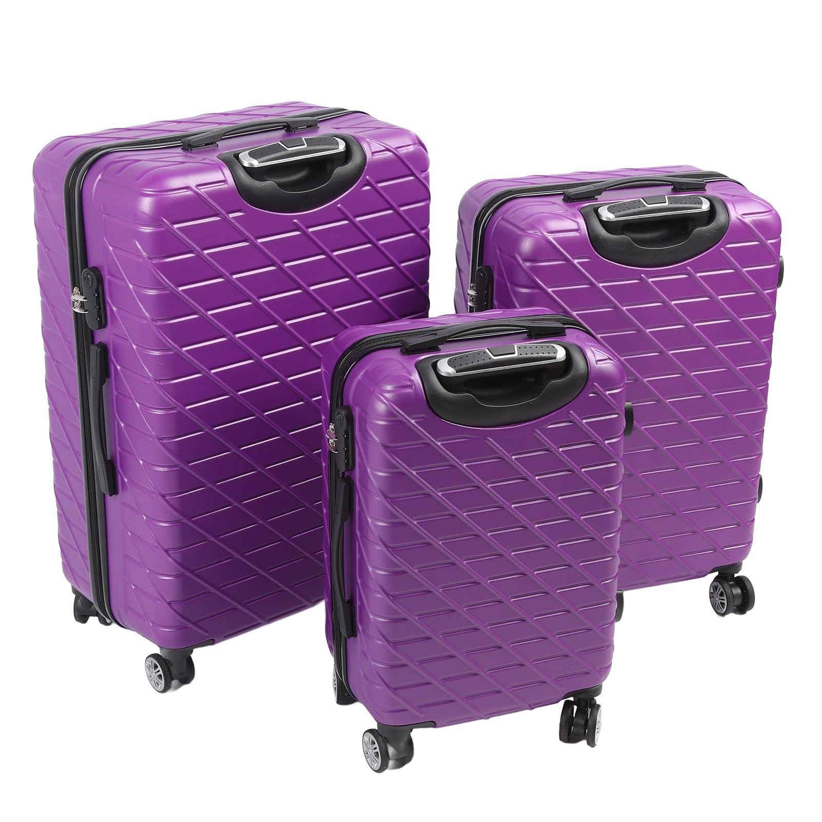 3-częściowy Zestaw Bagażu Hardshell z Zamkiem TSA, nośność 150 Kg na Długoterminowe Podróże i Wyjazdy Służbowe (PURPLE)