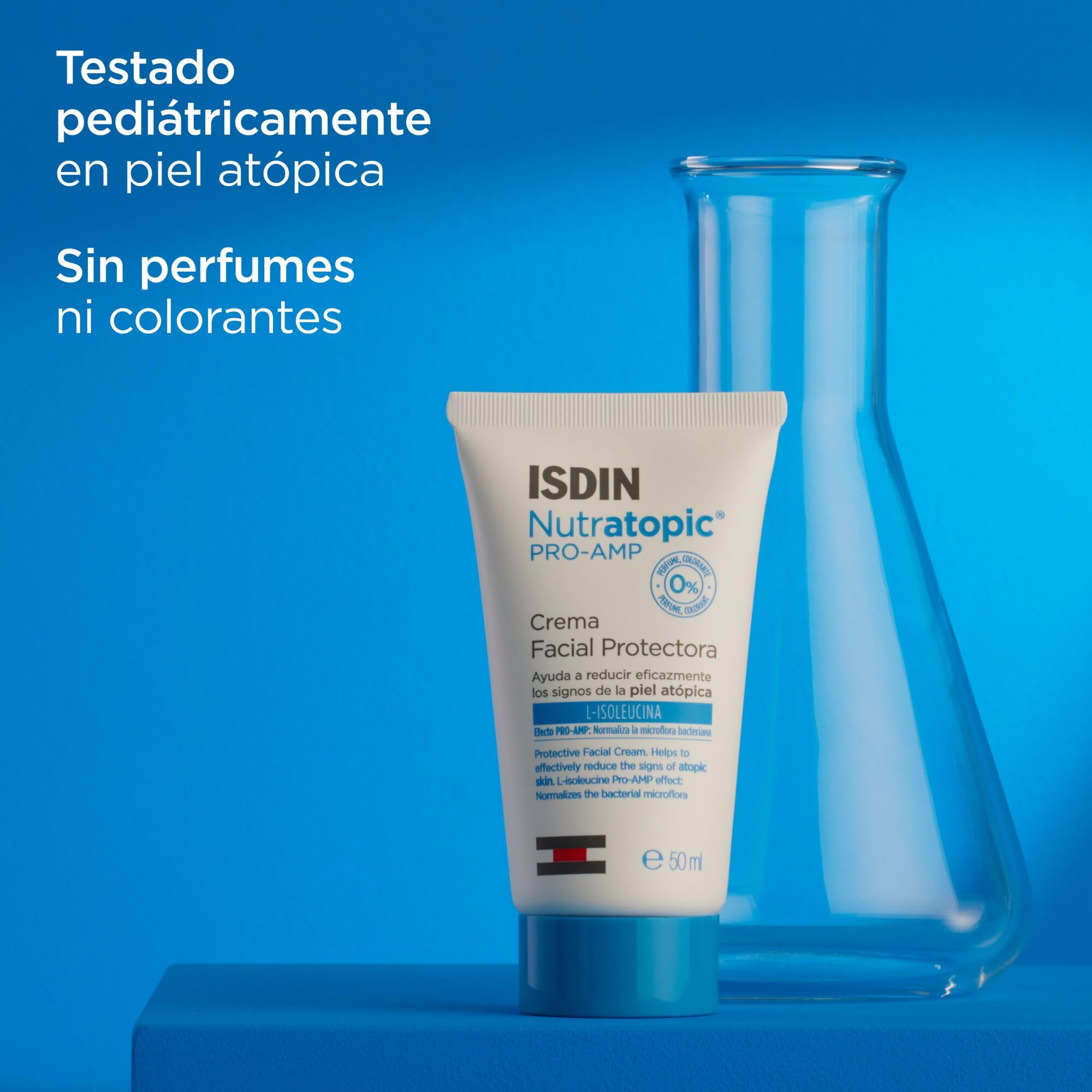 ISDIN Nutratopic Pro-AMP Crema Facial, Crema Facial Protectora, Ayuda a Mejorar los Signos de la Piel Atópica