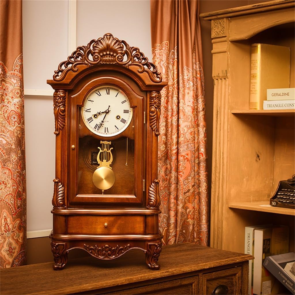 Bell European Chinese Retro Mechanical Pendulum Clock Home Living Room Old Solid Wood