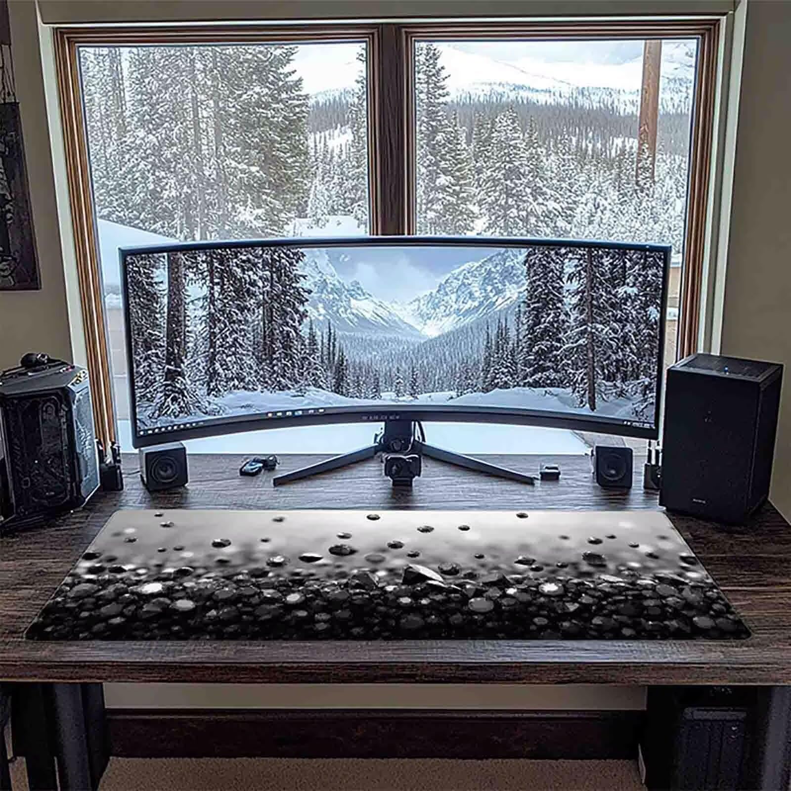 Tappetino Mouse XXL 1000x500mm Nero Mousepad Calcolo Tappetino Scrivania Grande, con base in Gomma Antiscivolo, Impermeabile Sottomano Scrivania, Computer, Ufficio, Accessori Gaming Mouse Pad 5-262b