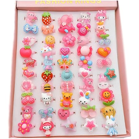 Amazon かわいい おもちゃの指輪セット 子供用 ファッションリング 50個セット リング 指輪 おもちゃ