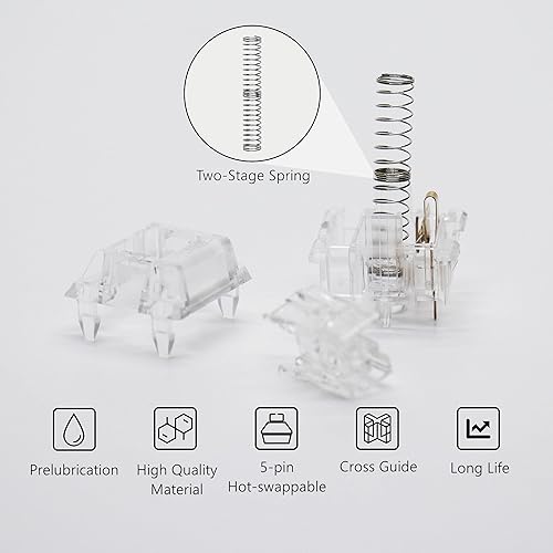 Miniatura 4 de XVX Juego de interruptores mecánicos de teclado, interruptores pre-lubricados, resorte duradero, compatible con teclas MX para teclado de juegos,