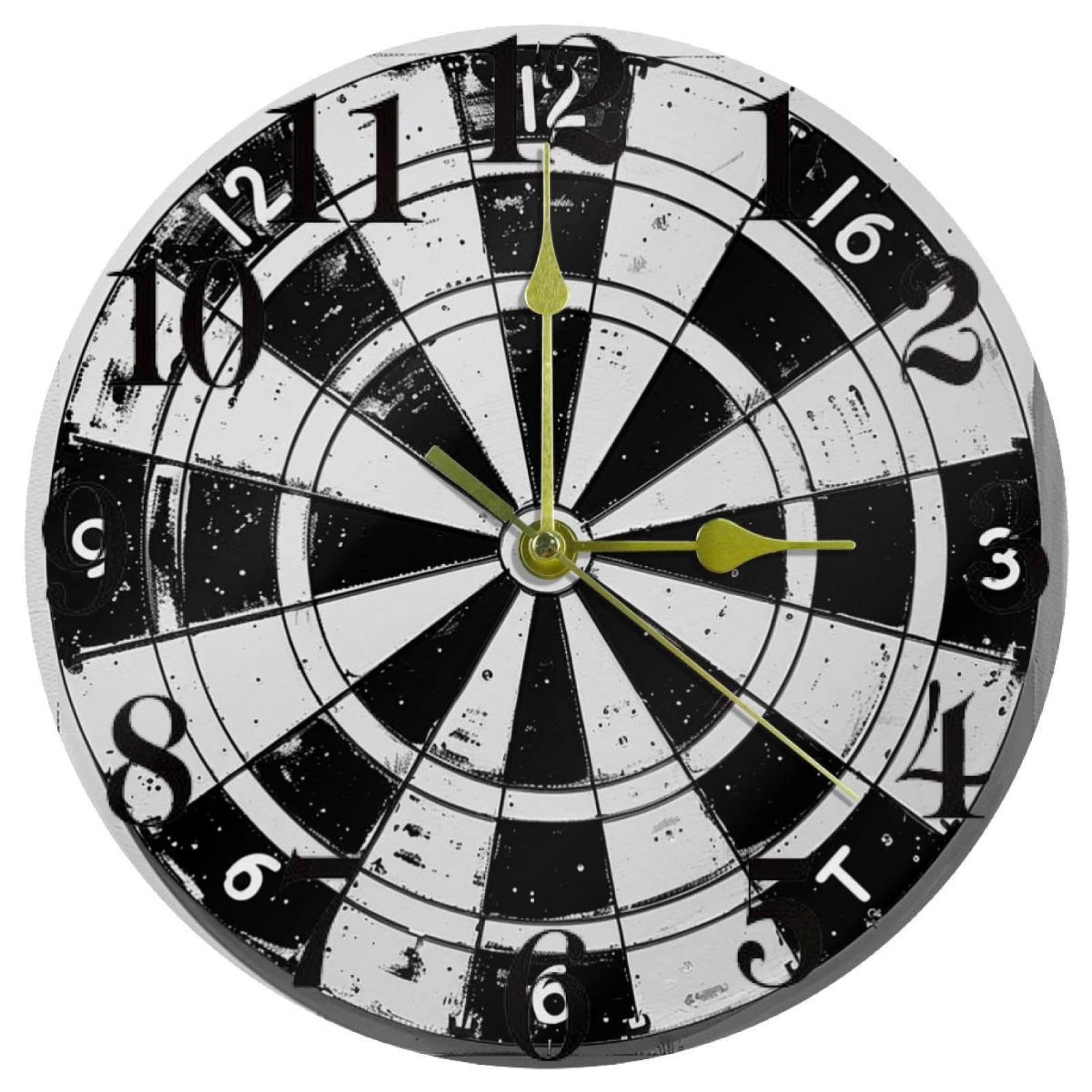 Horloge murale noire en quartz silencieuse style grunge de salon