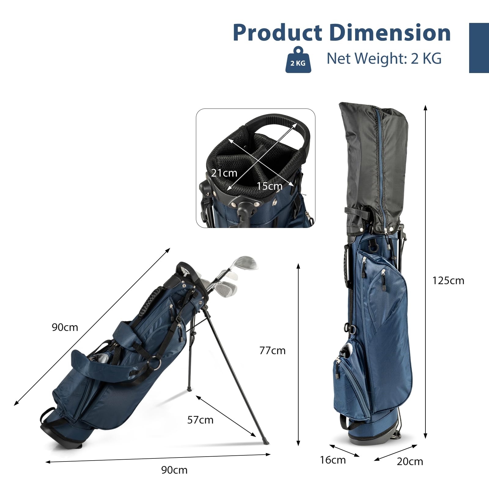 GYMAX Borsa da golf professionale, con divisore a 4 vie, 4 tasche portaoggetti e tracolla regolabile, borsa da golf impermeabile per uomini e donne