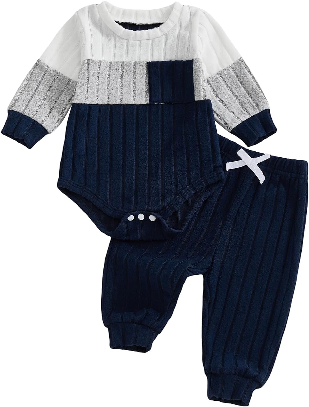 Giraropa Newborn Baby Boy Clothes Rib Knit Romper Jumpsuit Solid Sweater Sweatsuit 2Pcs Joggers Pant Set Fall Winter Clothes