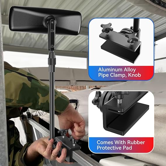 Boat Mirror, Upgrade Pontoon Boat Rear View Mirror for Pontoon Boat