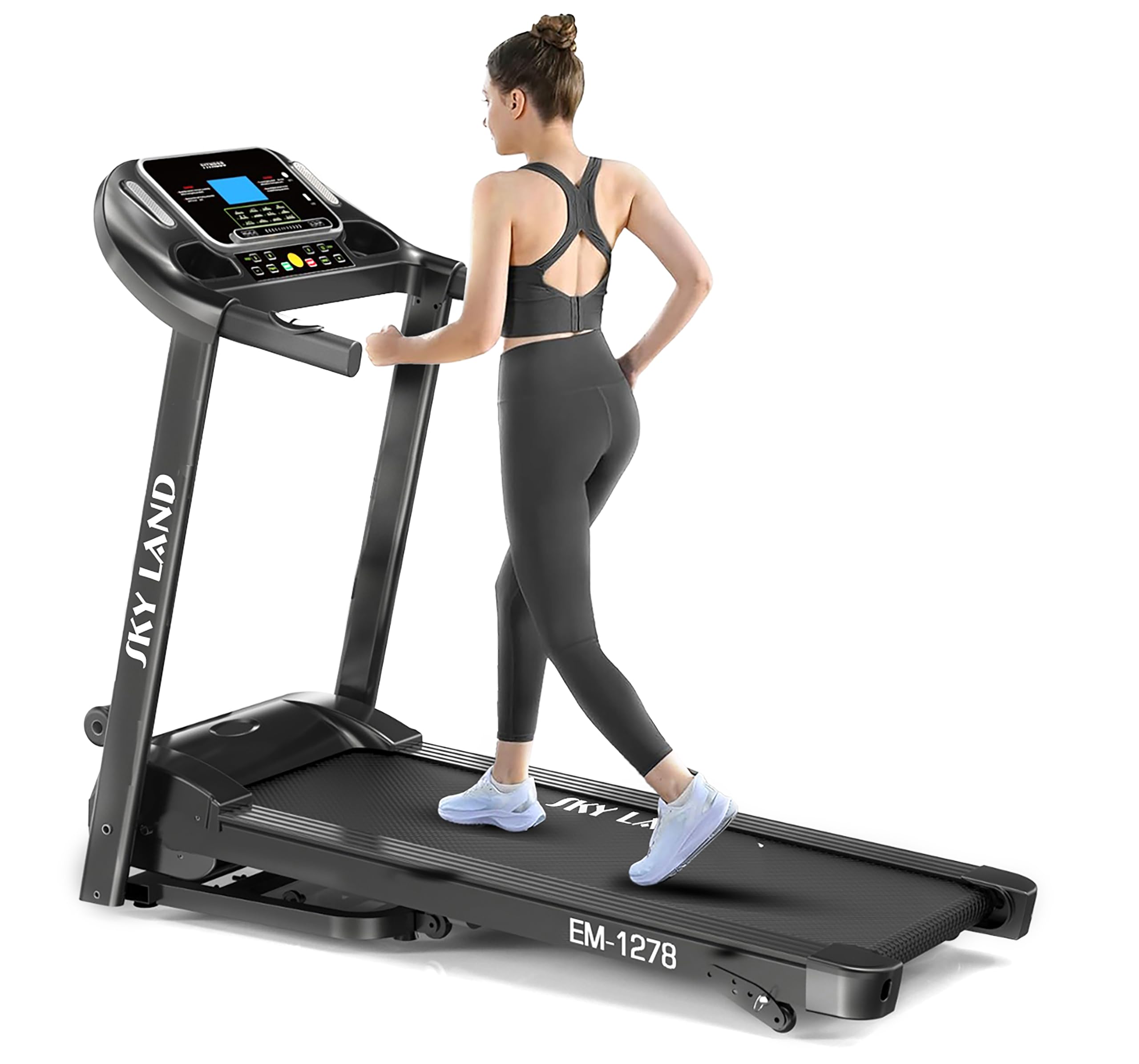 SKY LAND Treadmills 4.0HP Peak Motor | Foldable Home Running Machines with 14KM/H Speed, Manual Incline, LCD Display, and Optional Built-in Massager for Fitness Workouts