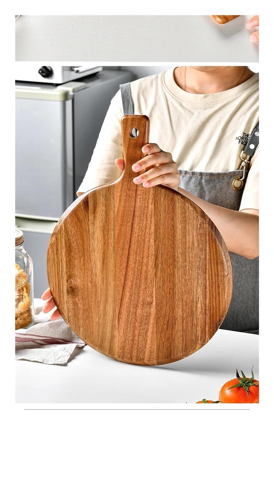 Tagliere da cucina in legno Tagliere per pizza in legno, teglia rotonda per pizza, pietra per pizza, tagliere, vassoio, utensili per la cottura di torte e altri utensili.