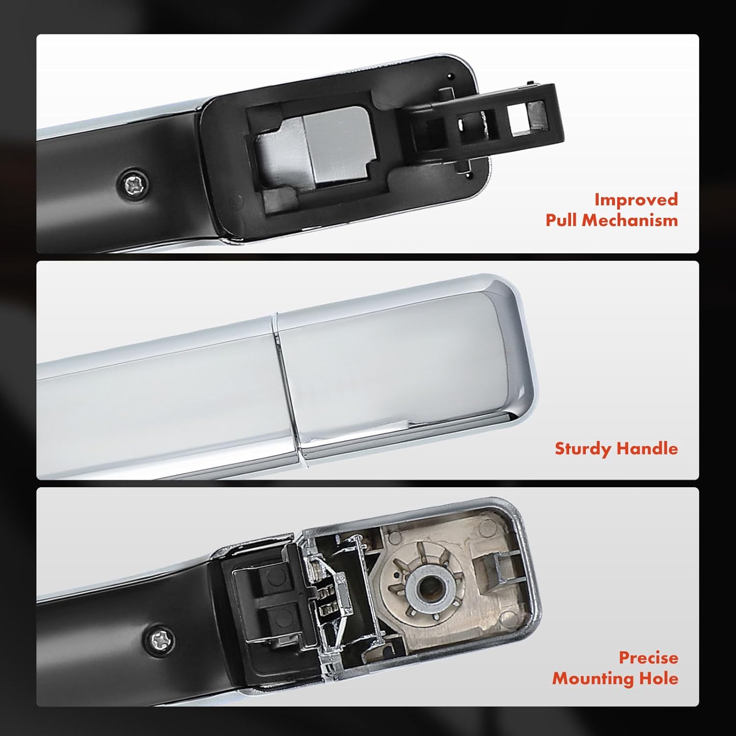 A-Premium Rear Left Driver Side Exterior Door Handle Compatible with Kia Soul 2014-2019 Hatchback, Without Keyless System, Chrome, Replace# 83651-B2020, 83652-B2020