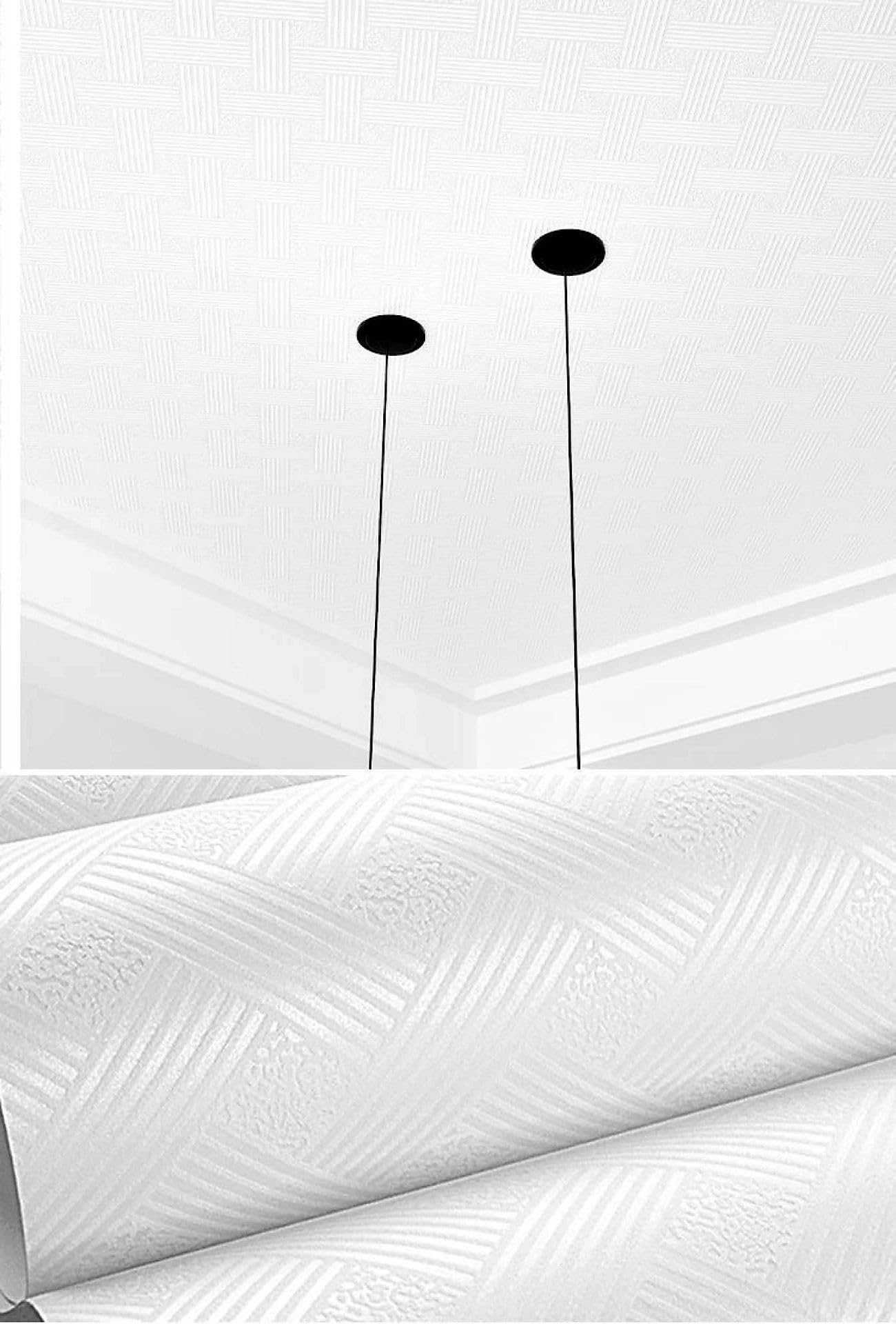 WPE® Pearl White Geometric Wallpaper – Textured Shimmer Vinyl, Non-Woven, Paste The Wall – Modern Design for Walls & Ceilings, Easy DIY Application – 9.5m x 53cm Roll by-A7