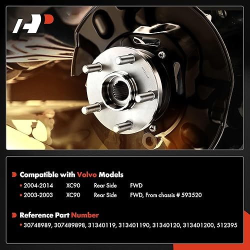 Miniatura 2 de A-Premium Cojinete de rueda trasera y conjunto de cubo compatible con Volvo XC90 2003-2014, solo FWD