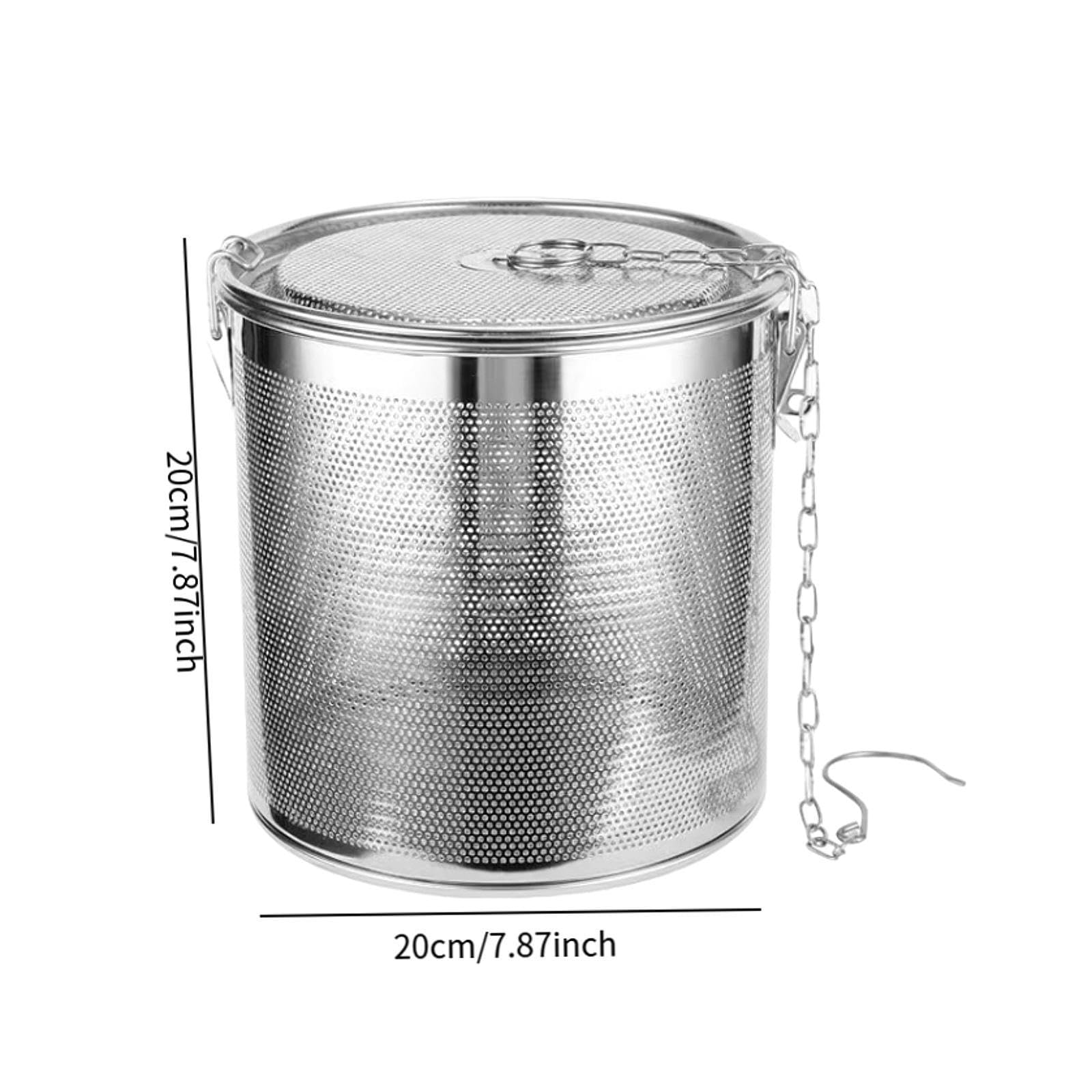Gewürzsieb, Teekugelsieb, Loser Tee-Ei, Edelstahl, zum Kochen von Gewürzsuppen mit Kettenhaken, Gewürzfilter, 20x20cm