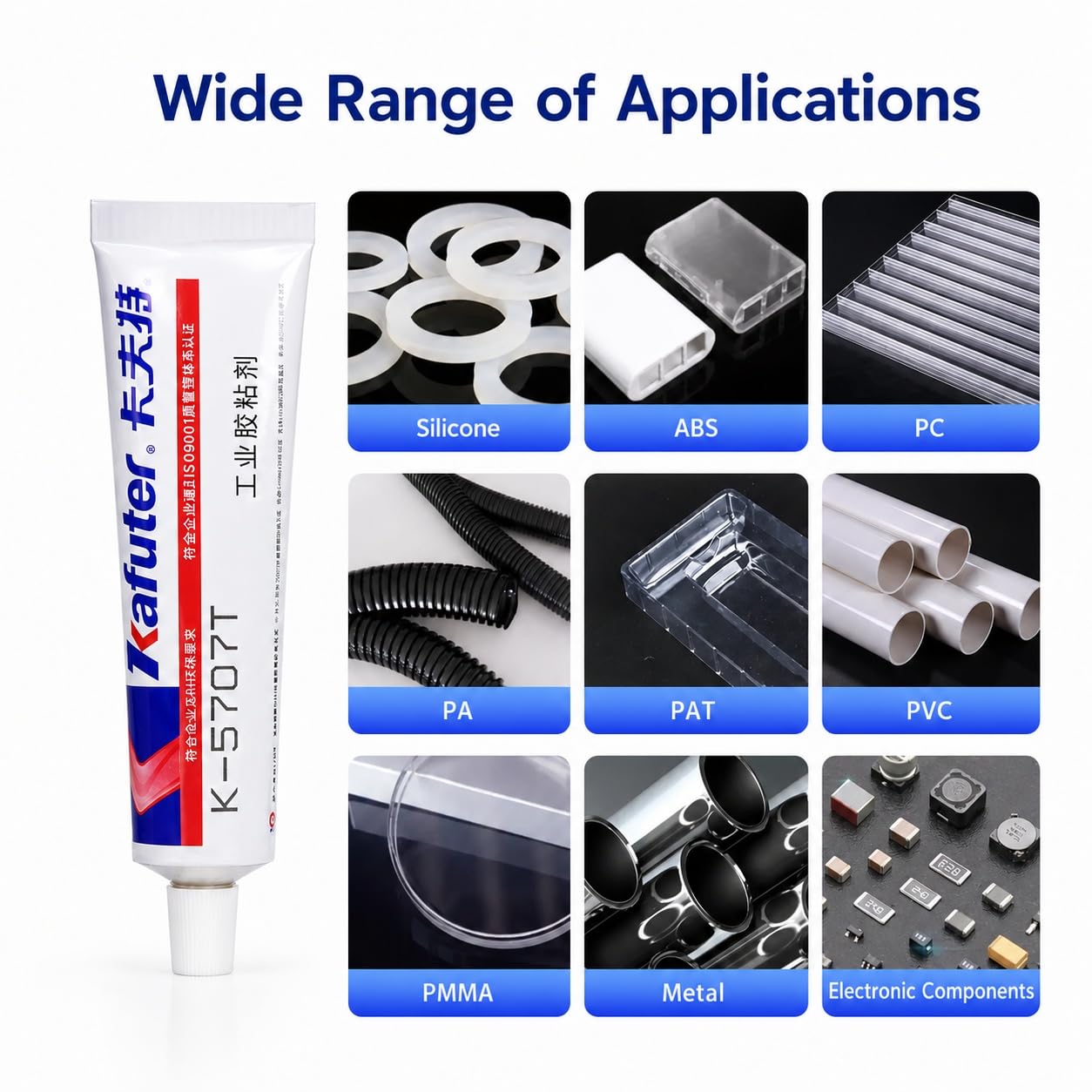 VIDOO Kafuter K-5707T Gel Fijador RTV Transparente Alta Elongación Compuesto Encapsulado Aislante Humedad Resistente Intemperie para Juntas Circuito Delicado - 300ml