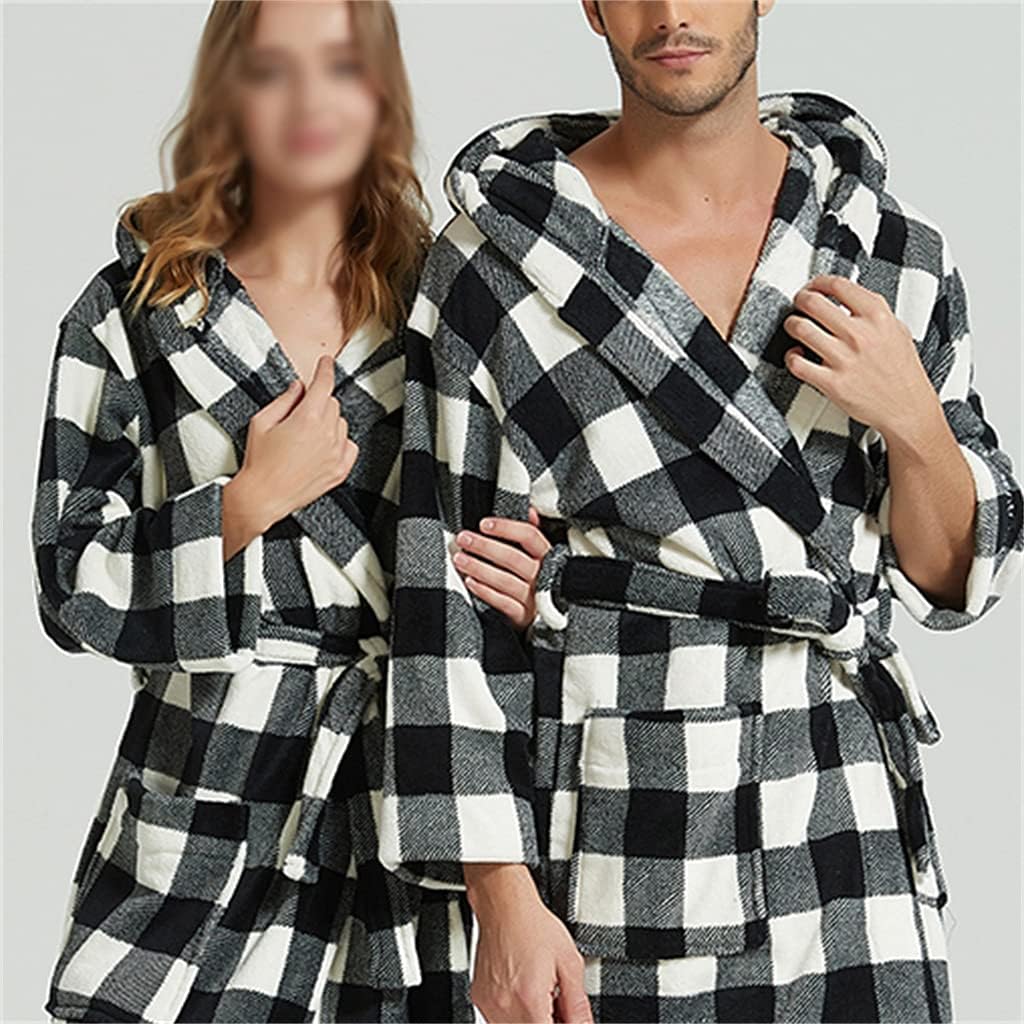 Bathrobe Men's and Women's Hooded Loose Pajamas Winter Couples Casual Extra-long Extra-large Home Wear