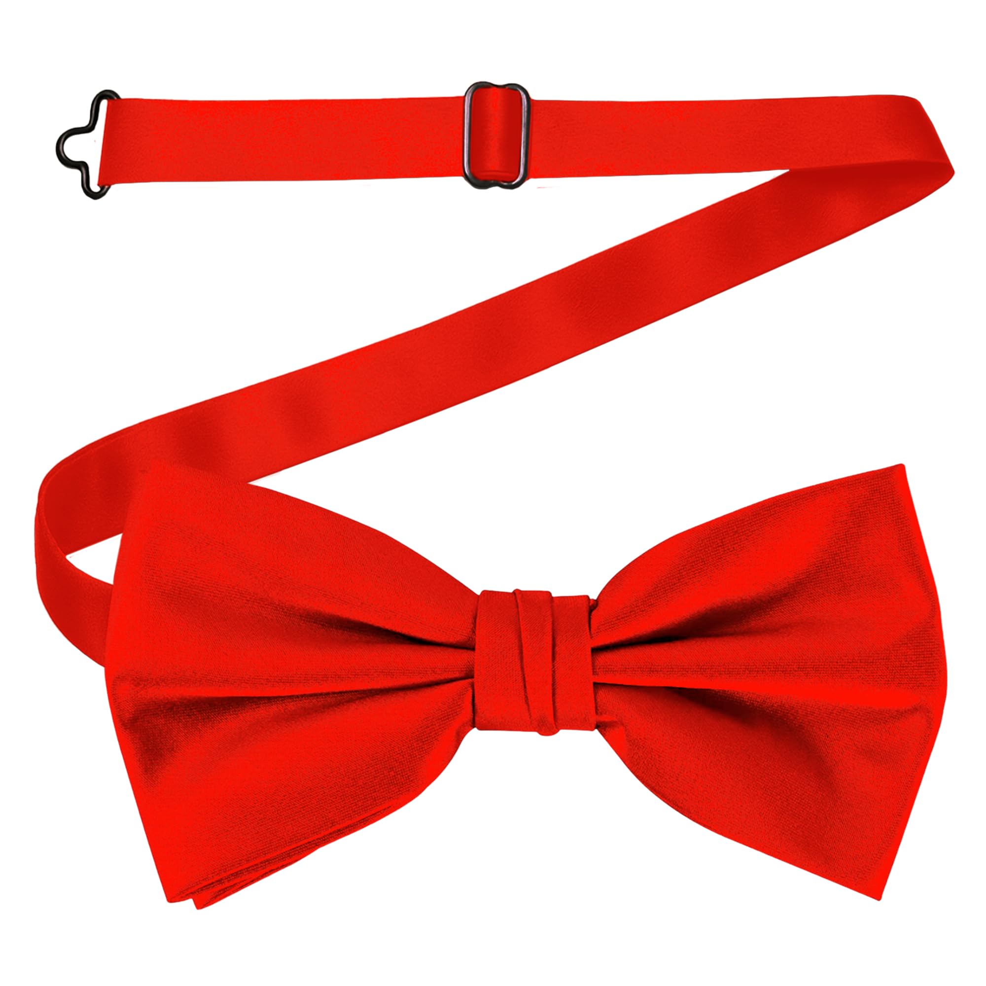 WedDecor Classy Pretied Adjustable Bow Tie Satin Butterfly Neck Stylish Bowtie Solid Colour Tuxedo Men Women Kids Formal Casual Fashion Accessory, Red