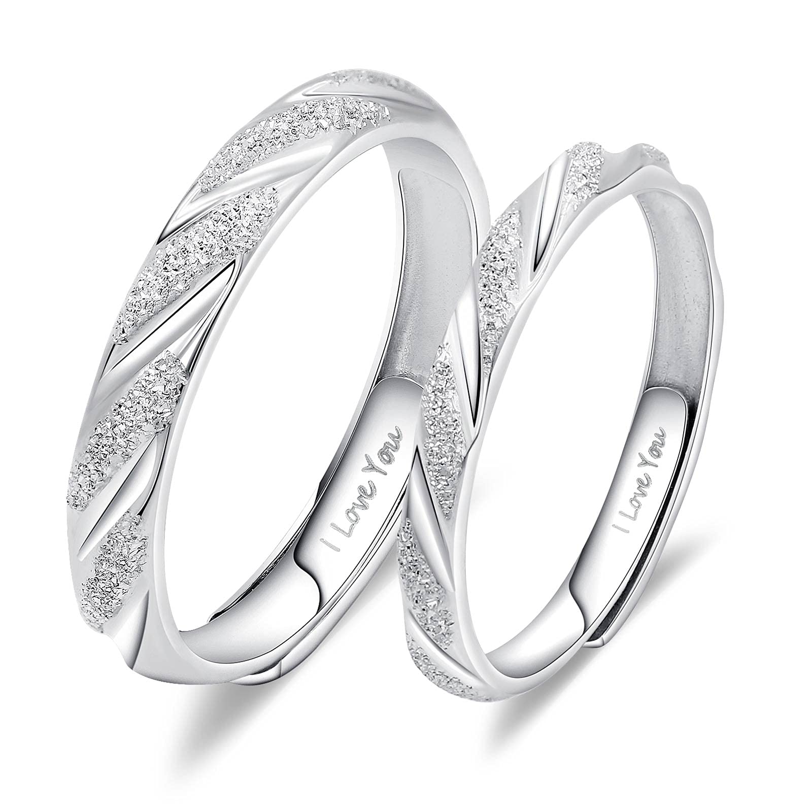 ANAZOZAlianzas Boda, Anillo Plata Mujer 925, Anillos de Compromiso Redondos Simple Anillos Ajustables Anillo Parejas Novios