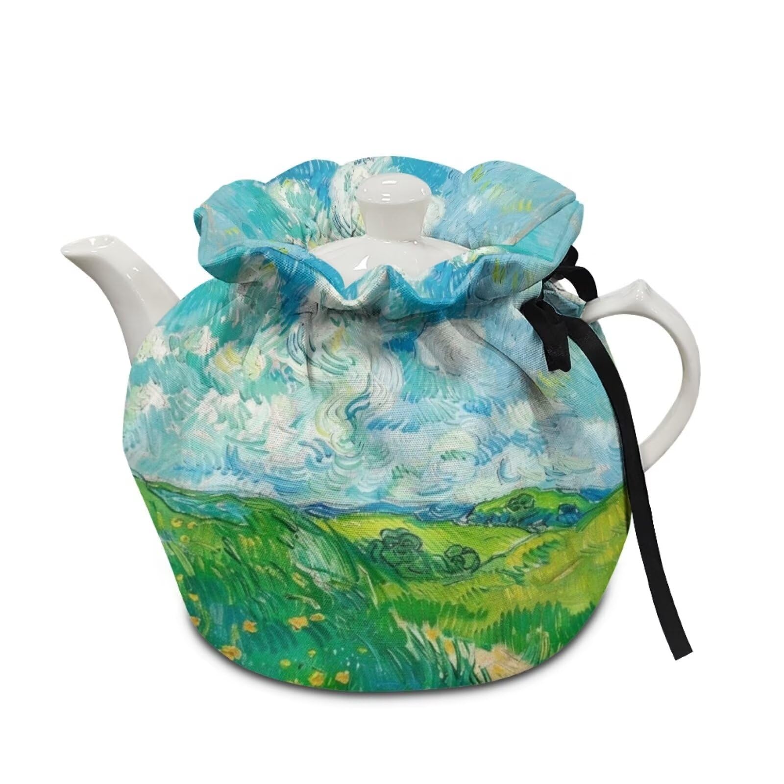 van gogh wheatfield tea cozy for teapot kettle dust cover large tea cosy insulation and keep warm portable easy to clean kettle protective suitable for kitchens hotels or cafes