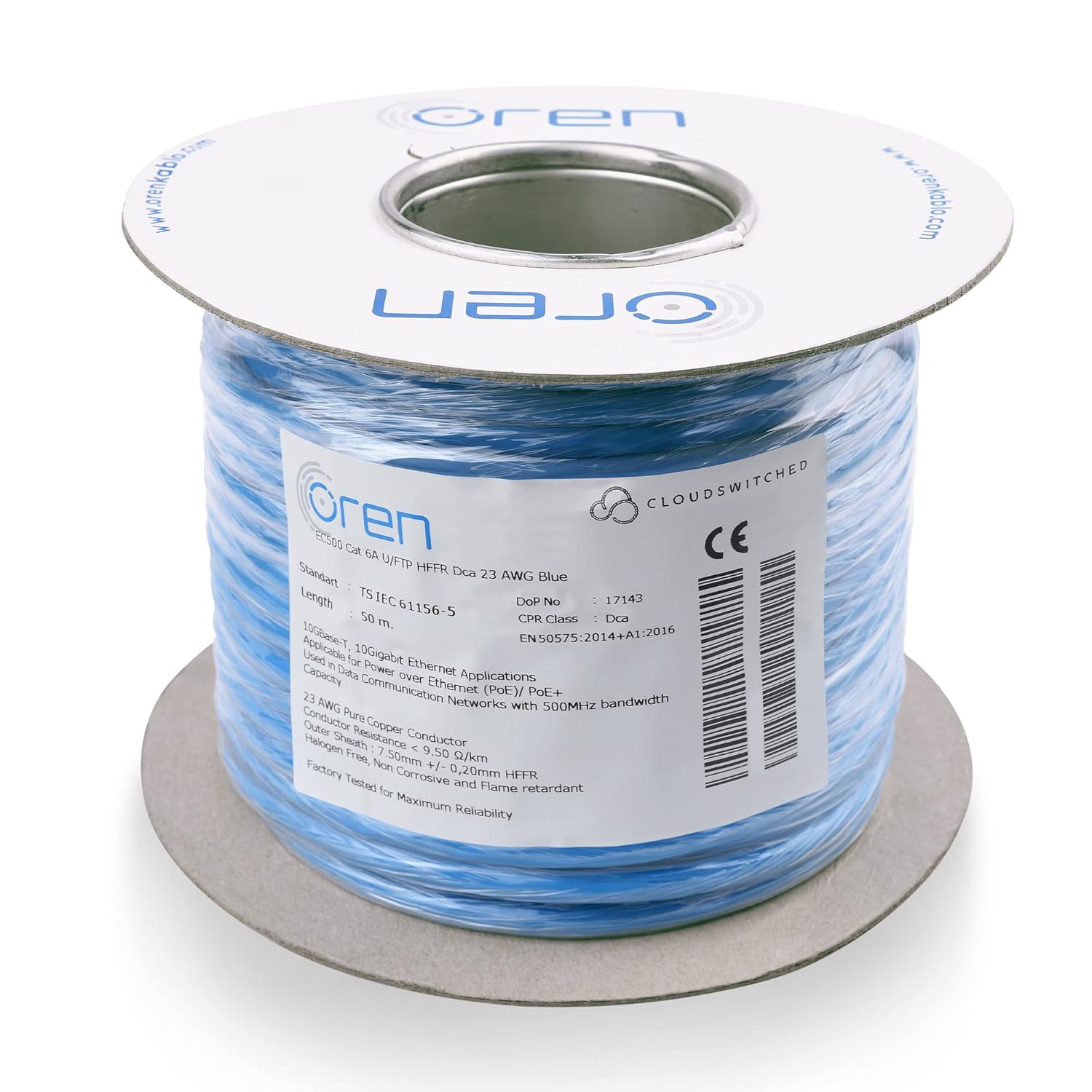 Cavo Ethernet CAT6 Oren Da 200m - Alta Velocità, Senza Alogeni, 23 AWG - Foto 6