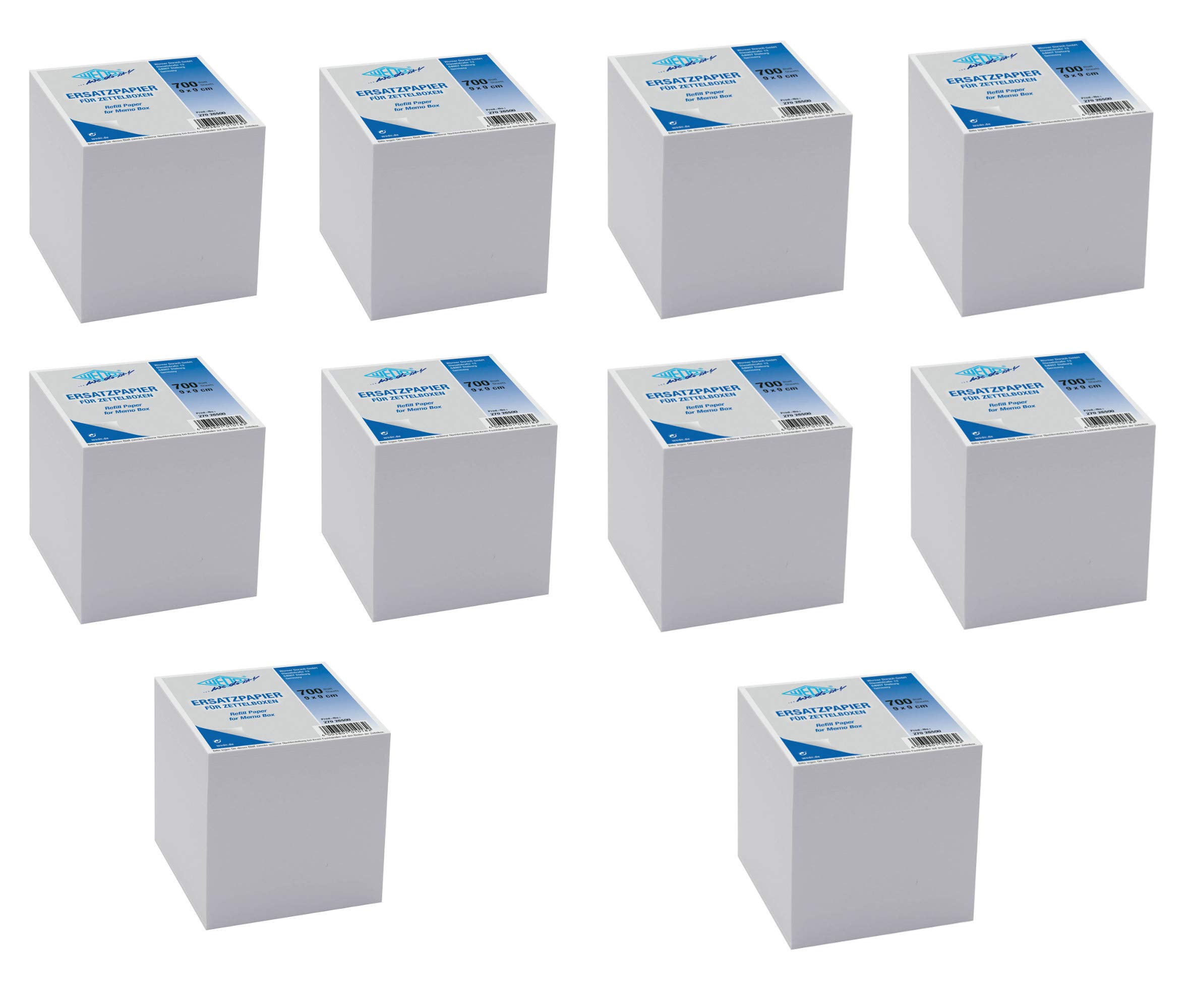Wedo 27026500 Ersatzpapier (für Zettelbox, holzfrei, 9 x 9 cm, 700 Blatt) (10, weiß)