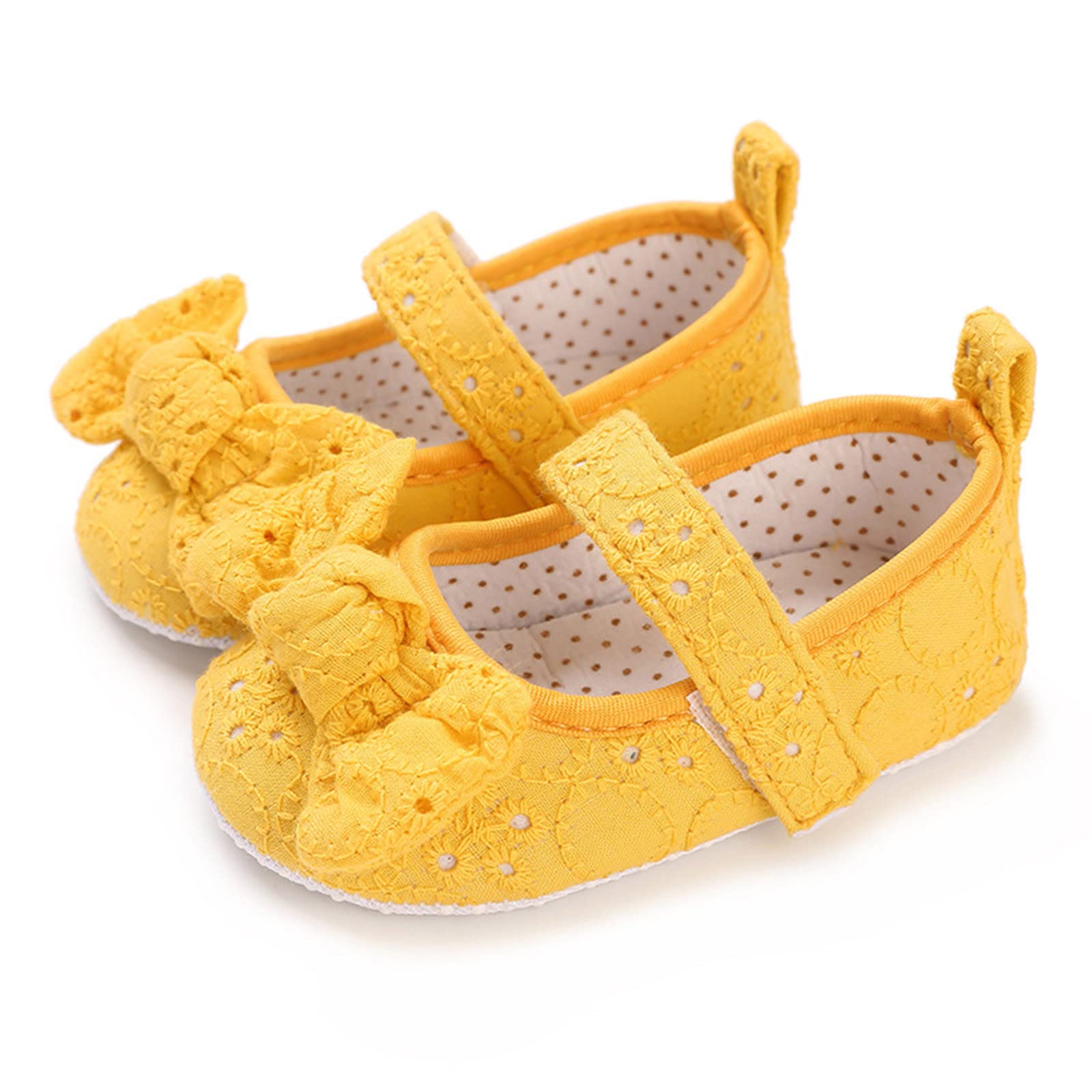 Spring and Summer Children Baby Toddler Shoes for Girls Flat Sole Soft and Light Solid Color Cute Little Girl Wide Shoes (Yellow, 4 Infant)