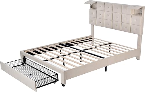 Miniatura 6 de SIYSNKSI Cama tapizada capitonada con sistema de almacenamiento hidráulico y cabecera capitoné moderna cama de almacenamiento de poliuretano de