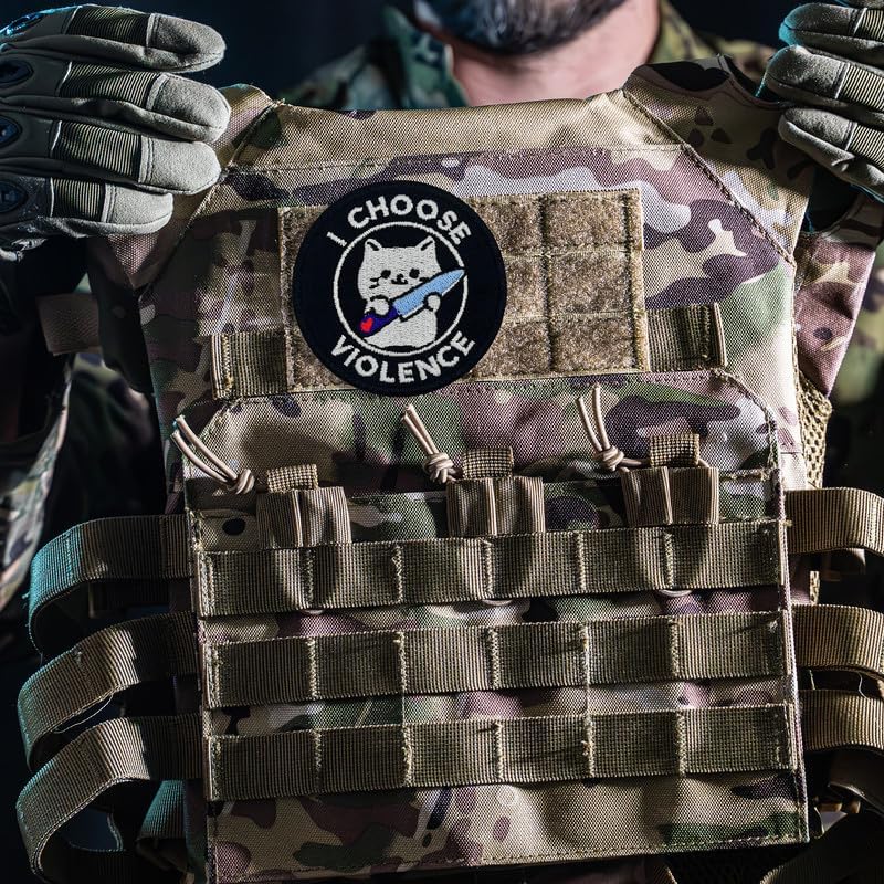 Sarcastic Hook and Loop Embroidered Morale Patch – “I Chose Violence” Humor Badge image 3