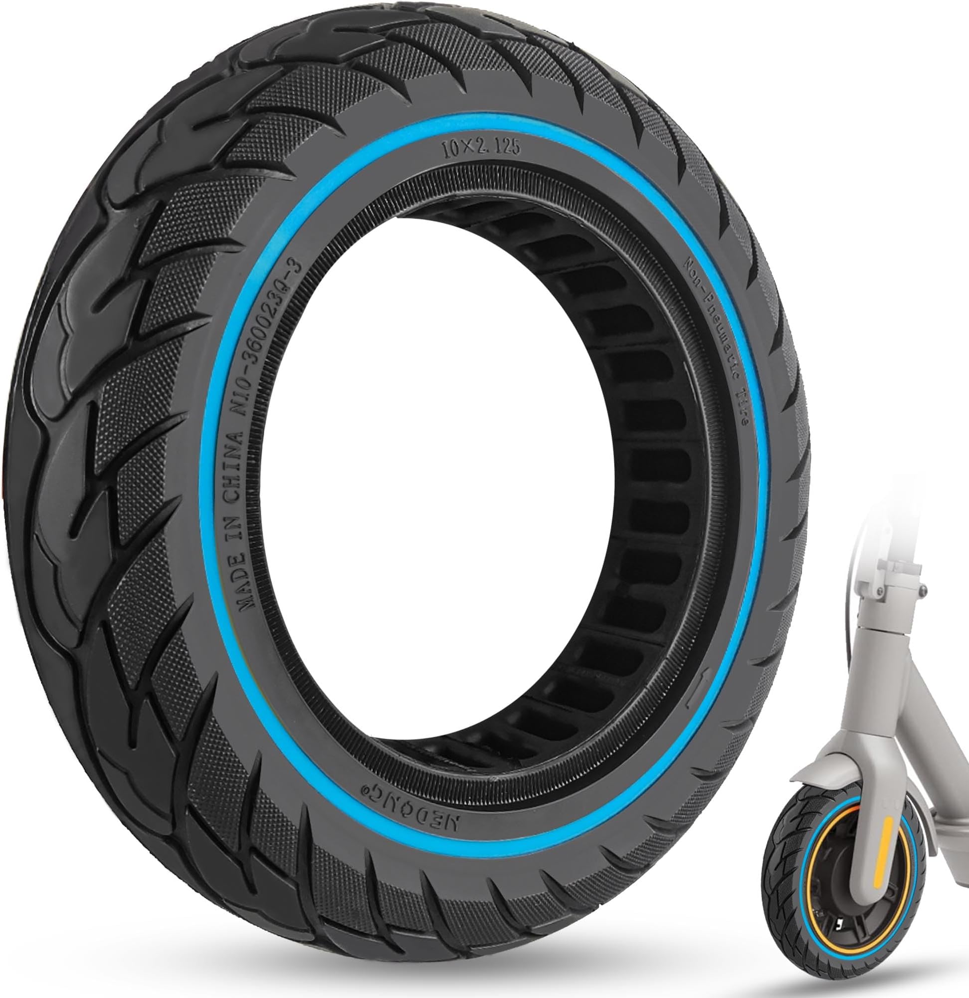 10 inch Solid Tire, 10x2.125, 10x2/54-152 Tubeless Tyre for Turboant X7 Gotrax Apex Hiboy S2 Pro Max Hover-1 Journey Electric Scooter, 50/75-6.1 Replacement Wheel Blue 1pc