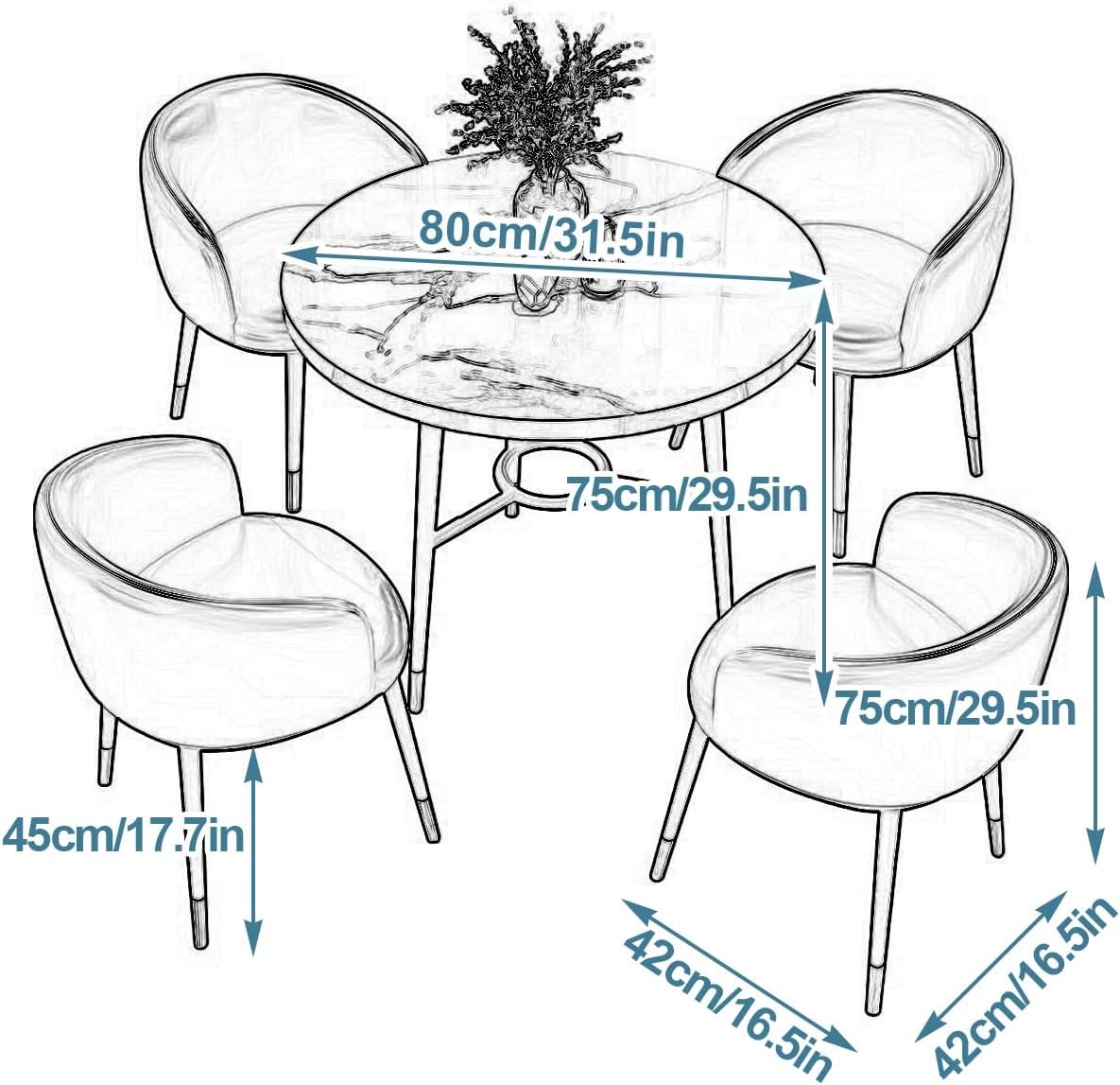 Modern Round Table Set - Kitchen Table and Chair Set, Conference Table for Office Cafe Balcony(Gray)