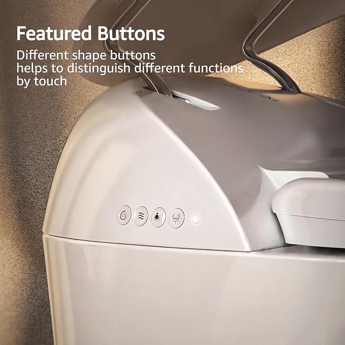 Inodoro inteligente blanco con descarga potente y asiento térmico miniatura 9