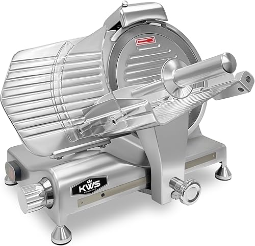 Miniatura 24 de KWS Metal Collection MS-10DT - Cortador de carne comercial de 320 W, 10 pulgadas, base de aluminio anodizado con hoja de teflón + herramienta