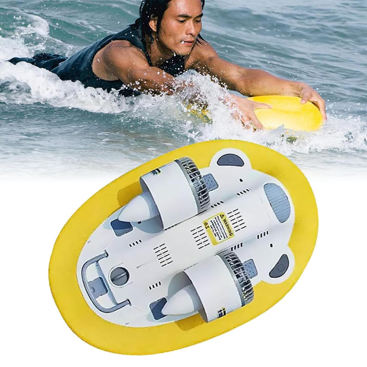 Patinete subacuático de 300 W, portátil, eléctrico, tabla de surf y remo, impulsor de natación dual impulsado por motor con batería, propulsor de buceo para aventuras de buceo y natación