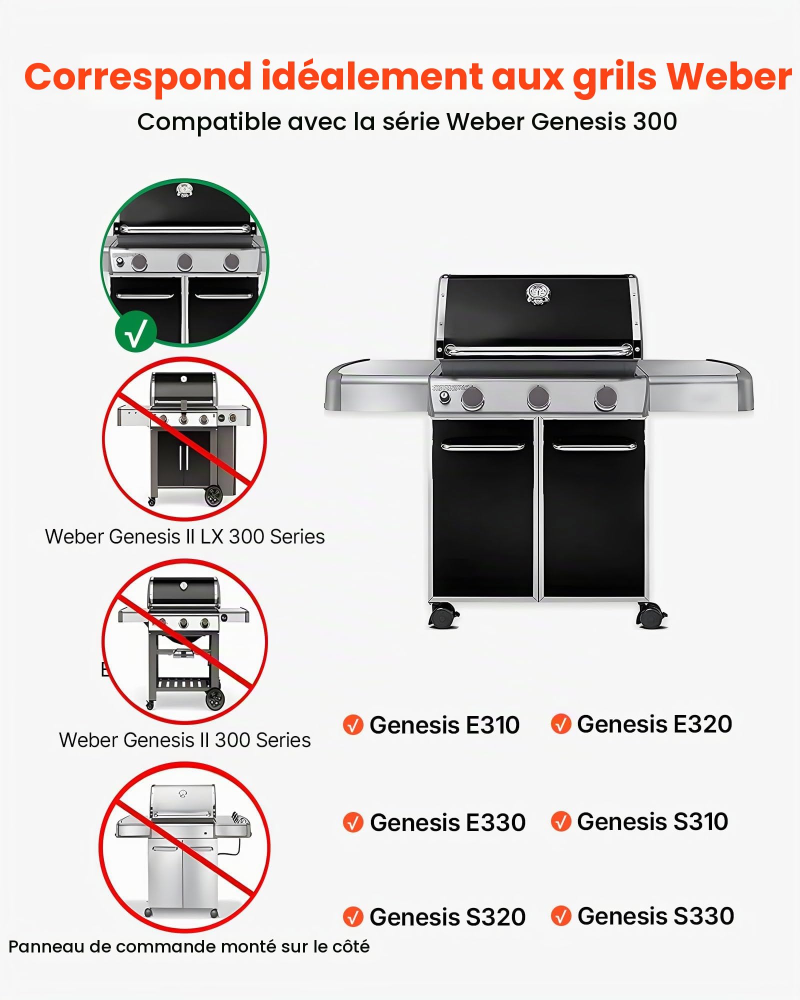 VEVOR Barres Cache-brûleurs et Diffuseur de Chaleur pour Barbecue 7PCs, Déflecteur de Graisse pour Brûleur 44,6 cm, Pièce de Rechange pour Barbecues Weber Genesis Série 300, E310, E320, E330, S310