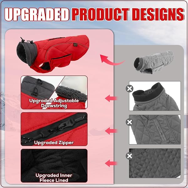 EMUST Dog Coats Winter, Thick Dog Clothes for Medium Dogs Boy, Coats for Dogs Winter with Harness Hole, Dog Coats for Cold Weather, Red, M - 5