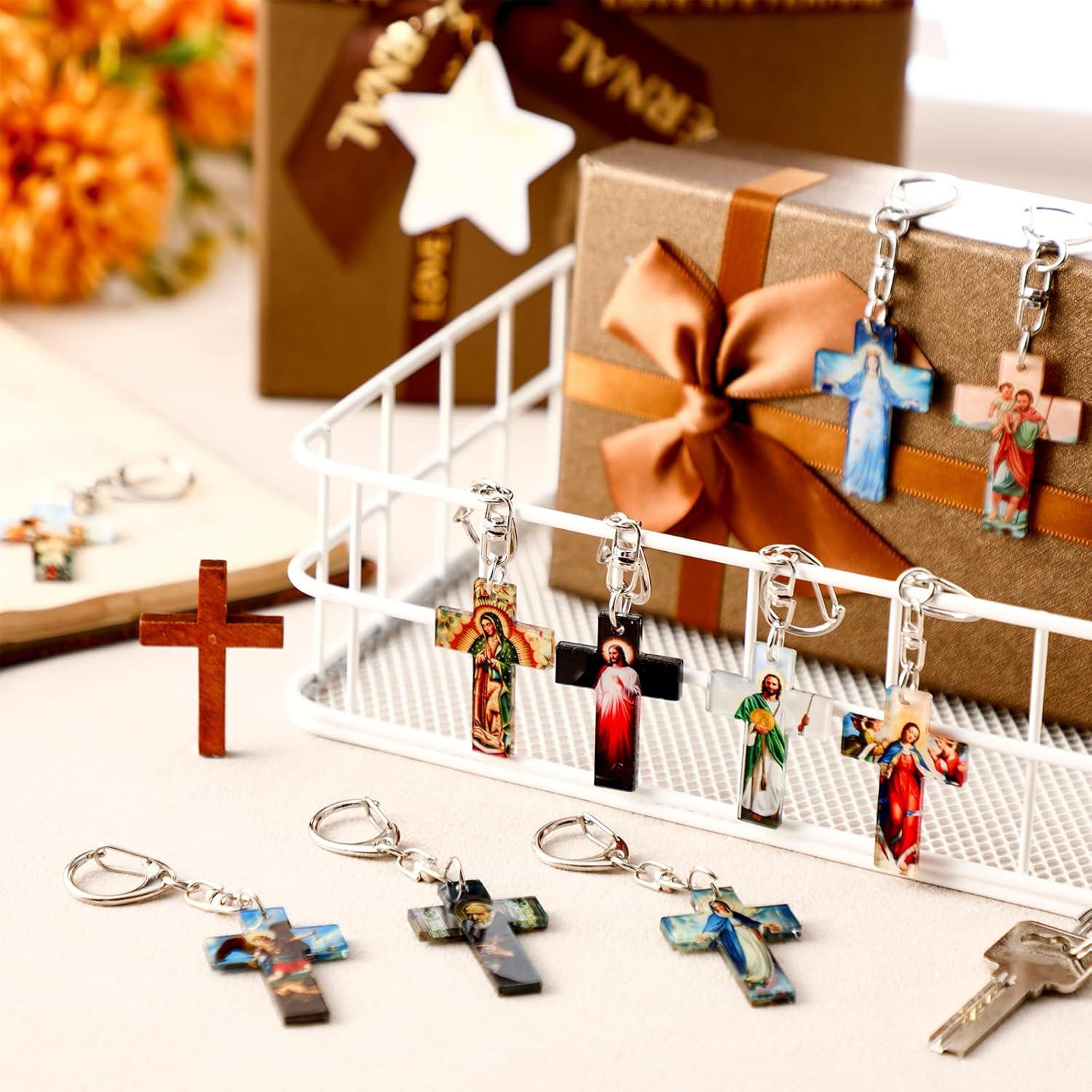 Landical Catholic Gifts Catholic Saints Keychain Acrylic Christian Keychain Religious Key Ring Gifts Jewelry for Women Men - Image 2