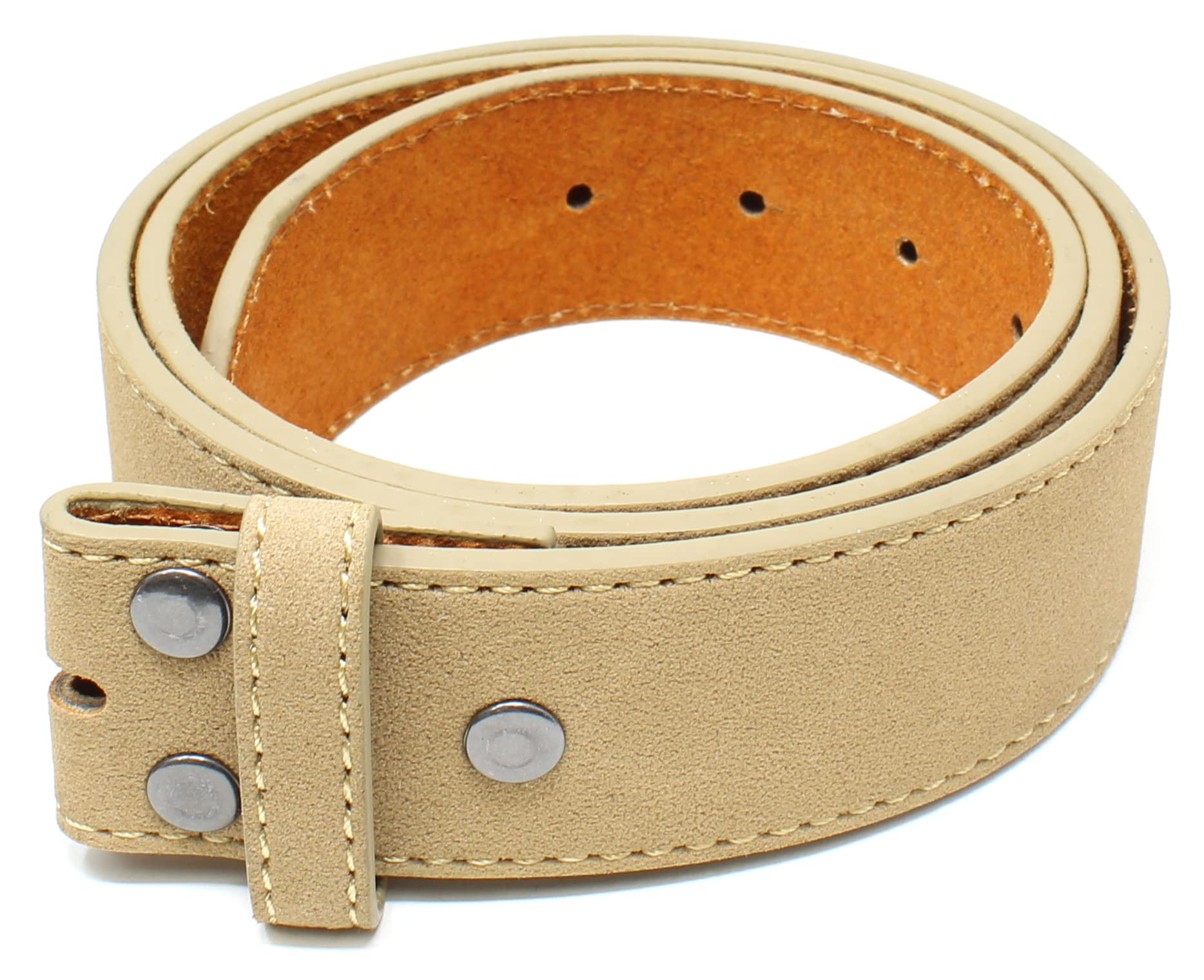 BC Belts Leather Belt Strap with Suede Texture and Stitched Edge 1.5" Wide with Snaps