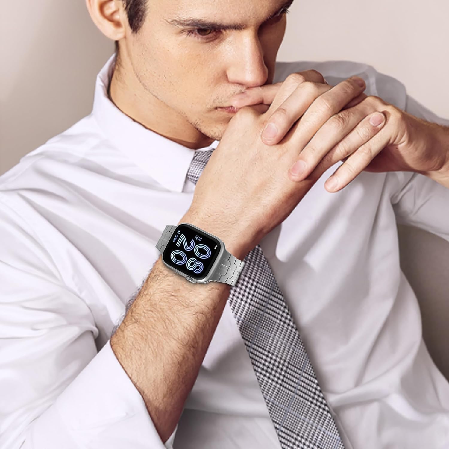 Compatible with Apple Watch Band 49mm 45mm 44mm 42mm 38mm 40mm 41mm, Metal Strap with Butterfly Folding Clasp for iWatch Ultra Series 10/9/8/7/6/5/4/3/2/1/SE Men