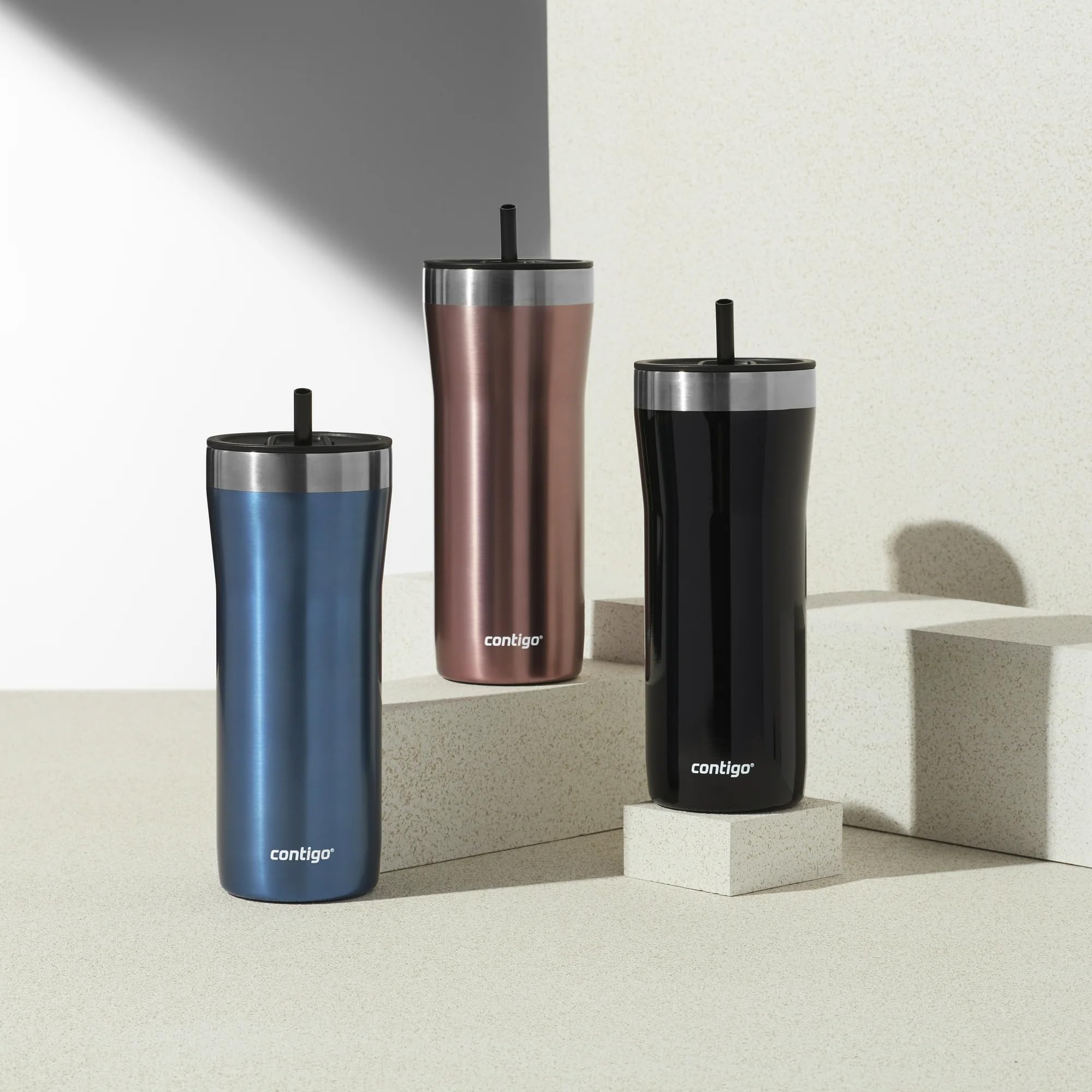 Contigo Gobelet isotherme en acier inoxydable avec paille, 946 ml (champagne/anberry)