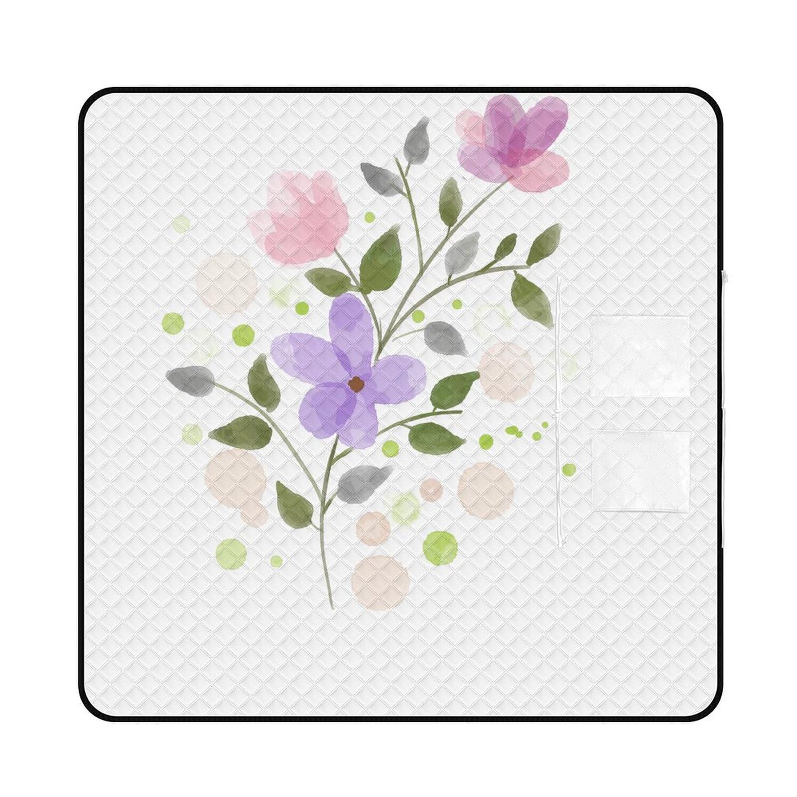 3D Impression Fleurs Couverture Pique Nique Tapis Pique Nique Nappe Picnic Couverture De Pique-Nique pour Le Voyage, Le Camping, Les Vacances, Etc 200x200cm