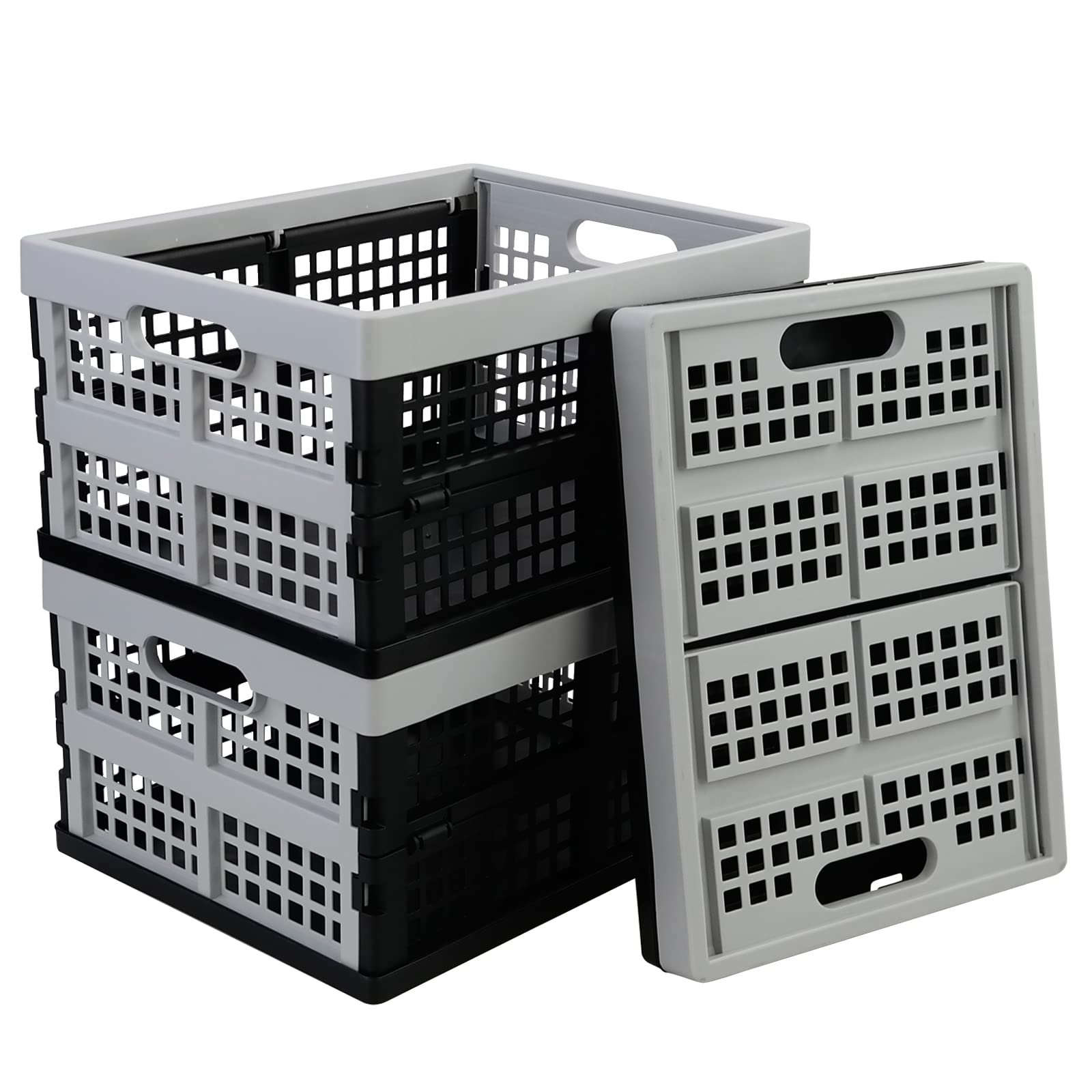 3 Packs Plastic Folding Milk Crate 16 Quart, Collapsible Storage Crates