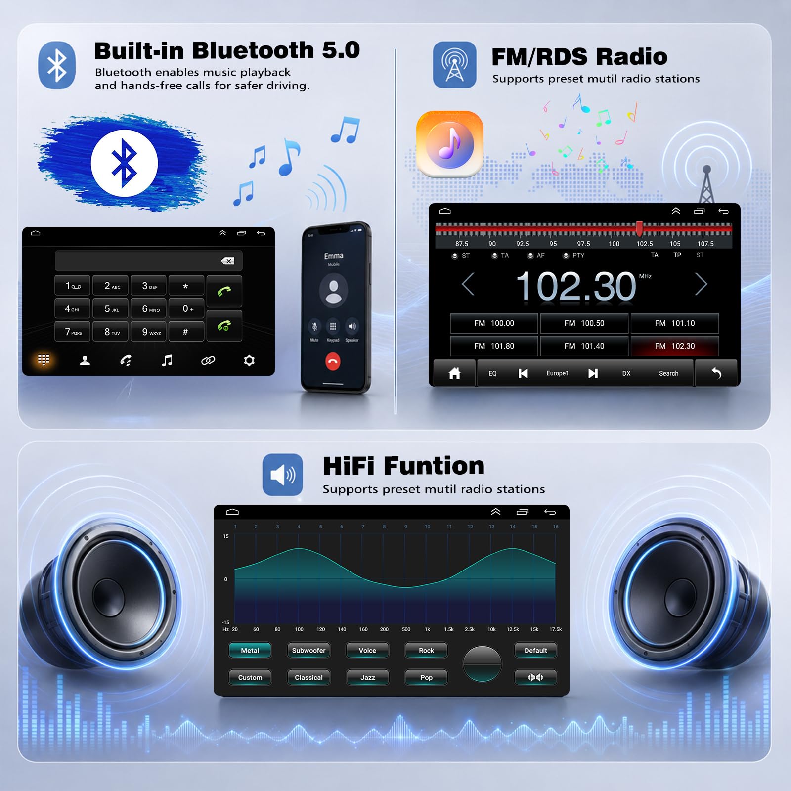 4+64GB Radio Android dla VW Golf 7 2013-2017, ekran dotykowy 9 cali z Bezprzewodowy CarPlay Android Auto, Nawigacja GPS, Bluetooth, RDS, FM, WiFi, Kamera cofania AHD
