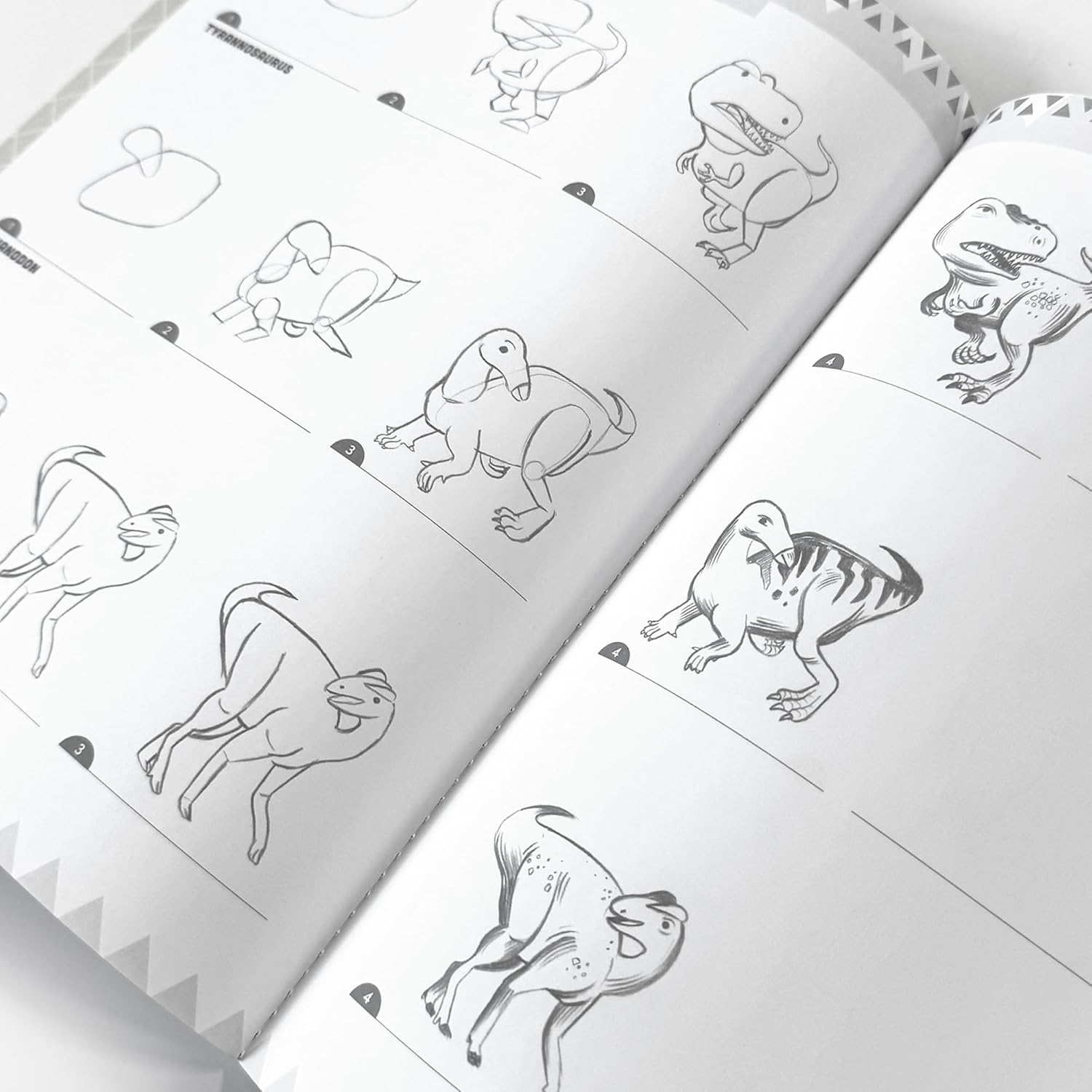 eeBoo Learn to Draw Dinosaurs - Step-by-Step Drawing Activity Book with 50 Stickers, Dinosaurs & Landscapes, Skill Building for Kids Ages 5+