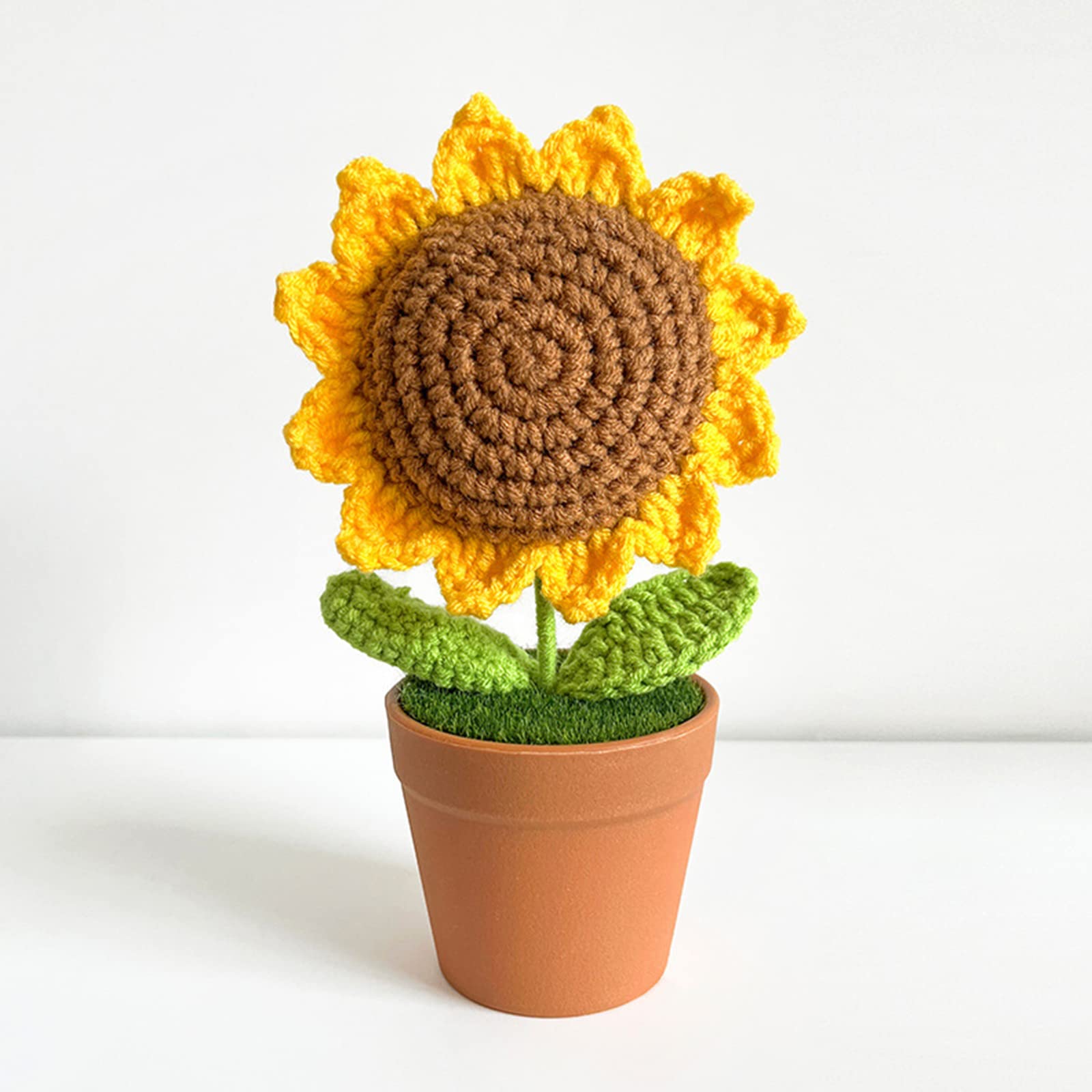 Nucelit Handwoven Bouquet Potted Knitted Floral Ornament Supplies for Wedding Birthday Dining Table Decoration Present Knitted Bouquet