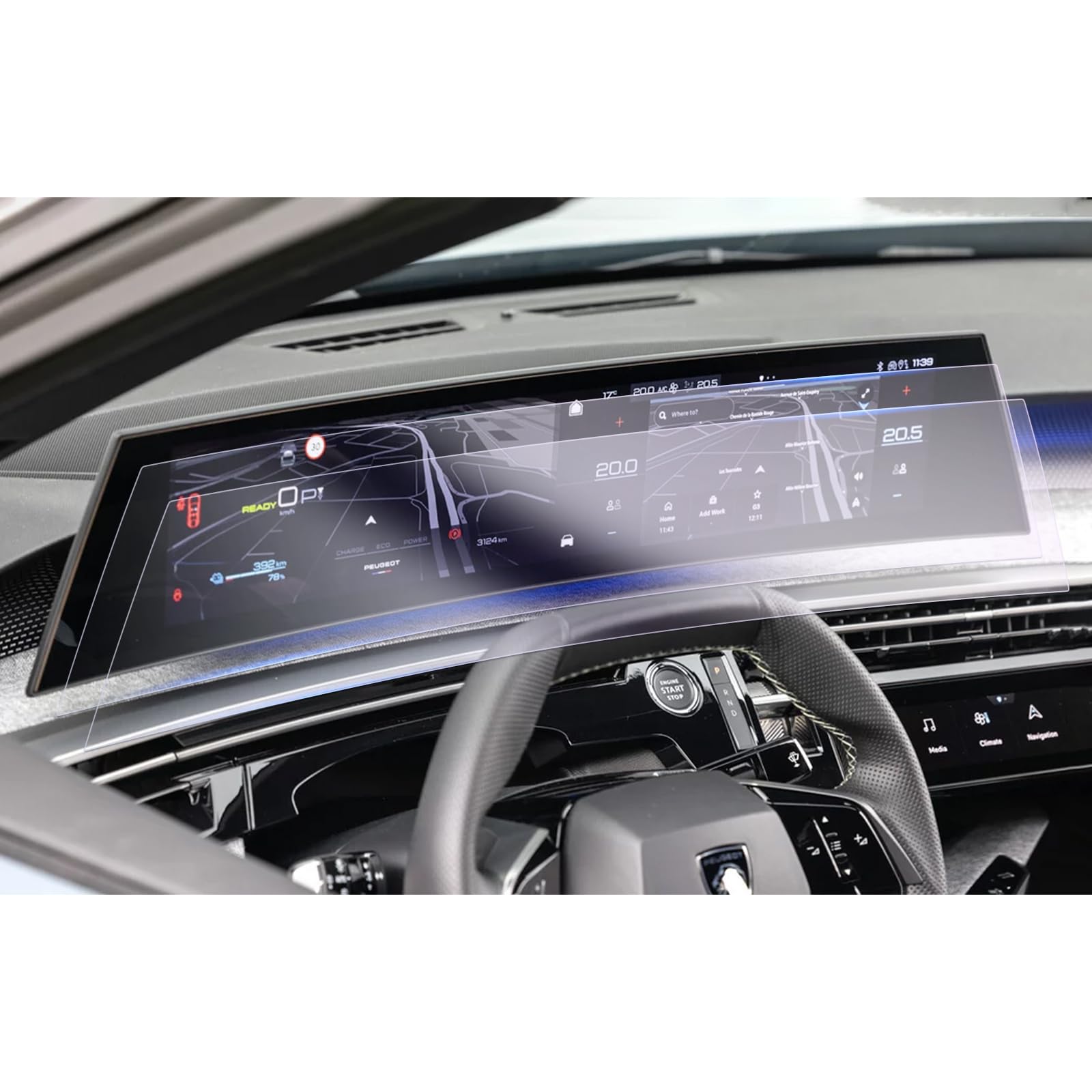 GAFAT Peugeot 3008 5008 GT Line 2021-2023 2024 10 Zoll Navigation Schutzfolie, 10" Gehärtetes Glas Displayschutzfolie Für Peugeot 3008 Peugeot 5008 Infotainment System, Stoßfest, 9H Kratzfest