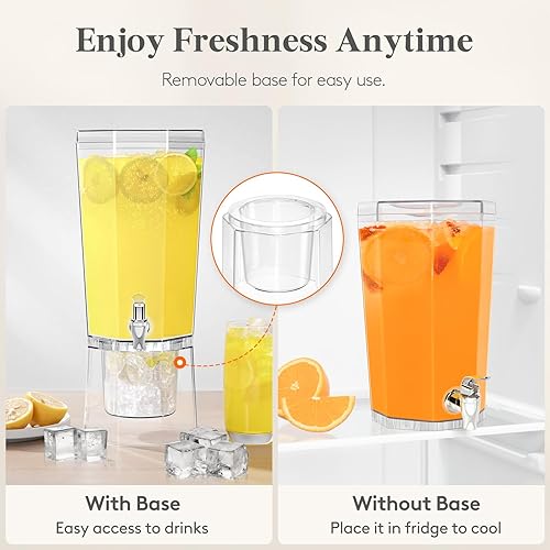 Miniatura 6 de Lifewit Dispensador de bebidas de plástico de 1 galón para fiestas, 2 piezas, recipiente de bebidas transparente con soporte para jugotérefrescos,