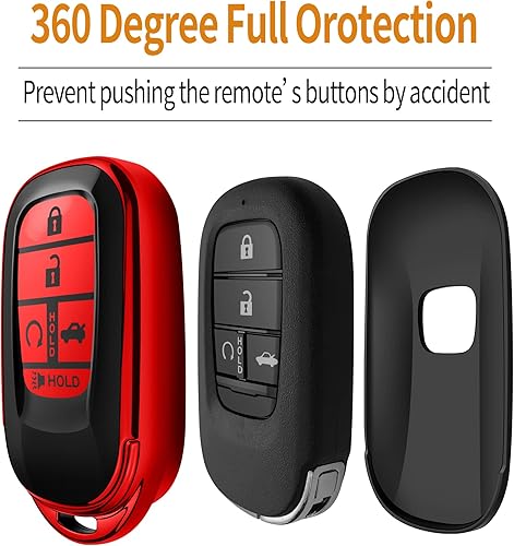 Miniatura 4 de Sindeda Funda para llavero Honda con llavero de cuero, protección completa de TPU suave, para Civic Accord HR-V Pilot CR-V 2022, 2023, 2024, carcasa